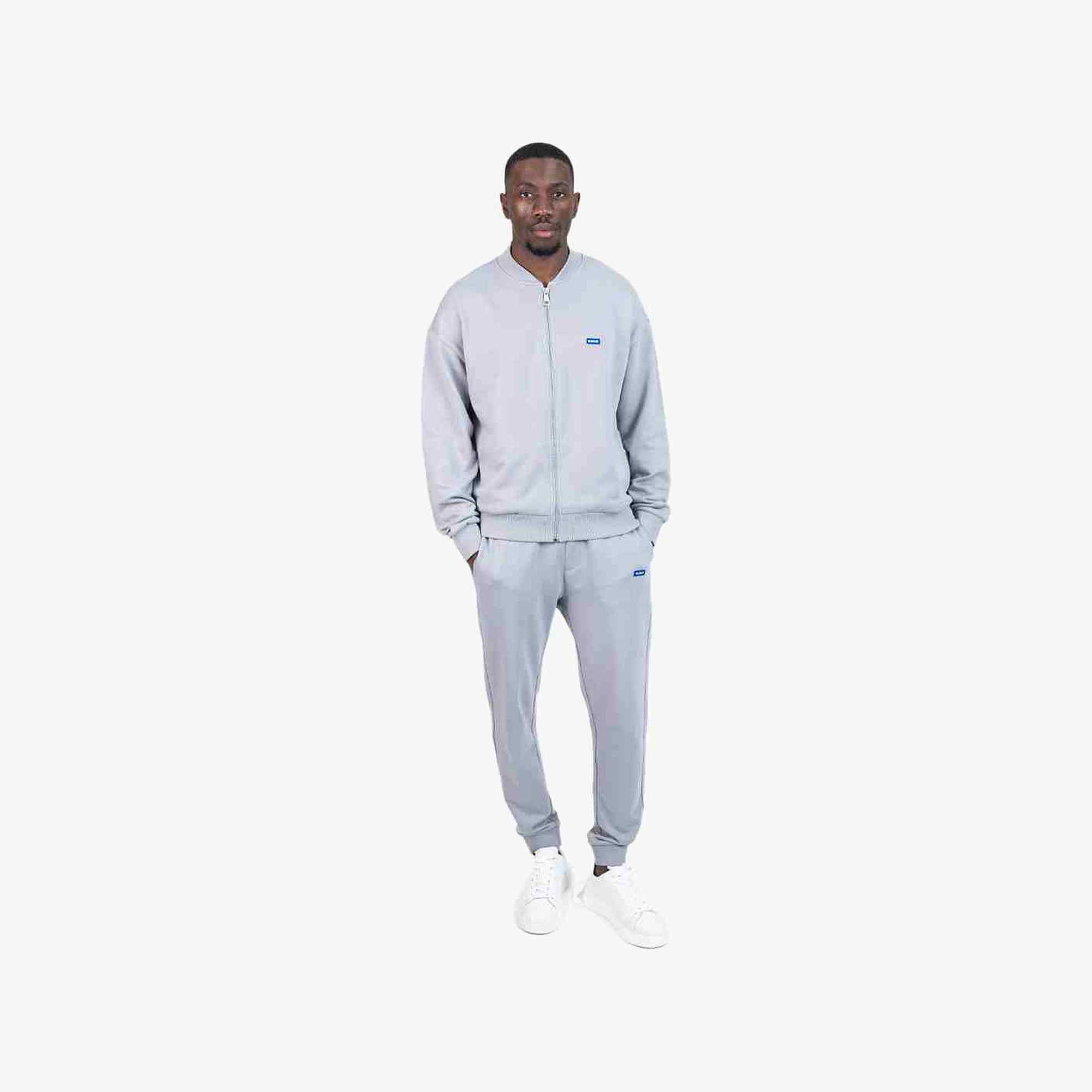 Cotton-Terry Zip-Up Sweatshirt With Blue Logo Label