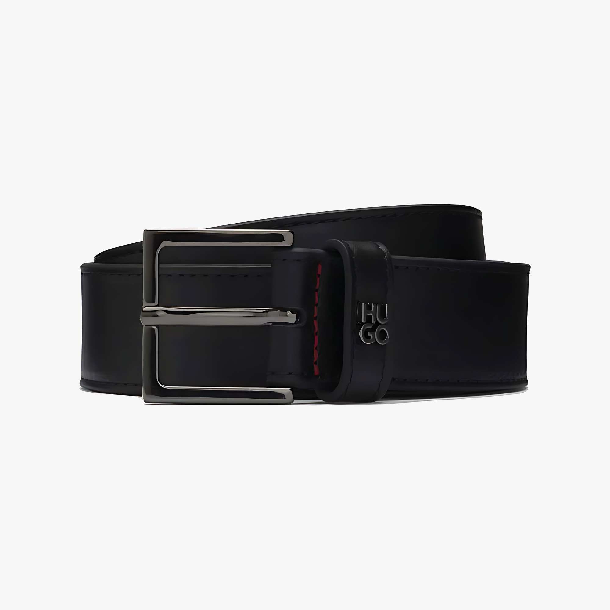 Leather Belt with Stacked-Logo Keeper