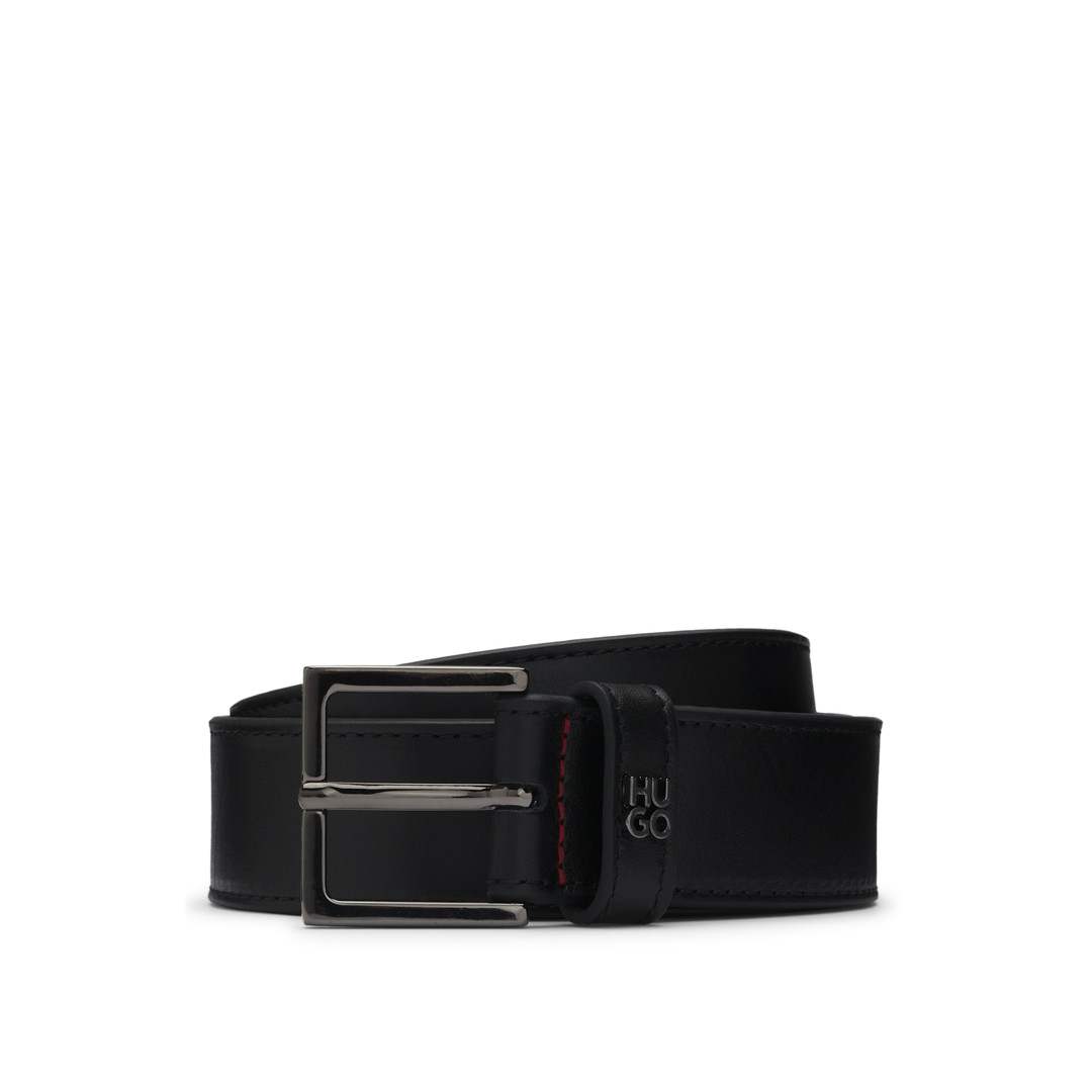Leather Belt with Stacked-Logo Keeper