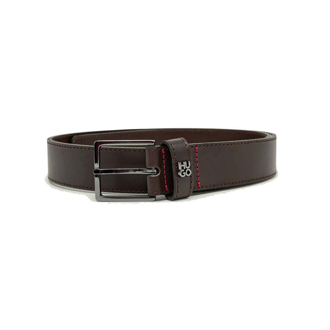 Leather Belt with Stacked-Logo Keeper