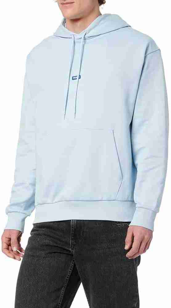 Blue Logo Label Kangaroo Pocket Hoodie