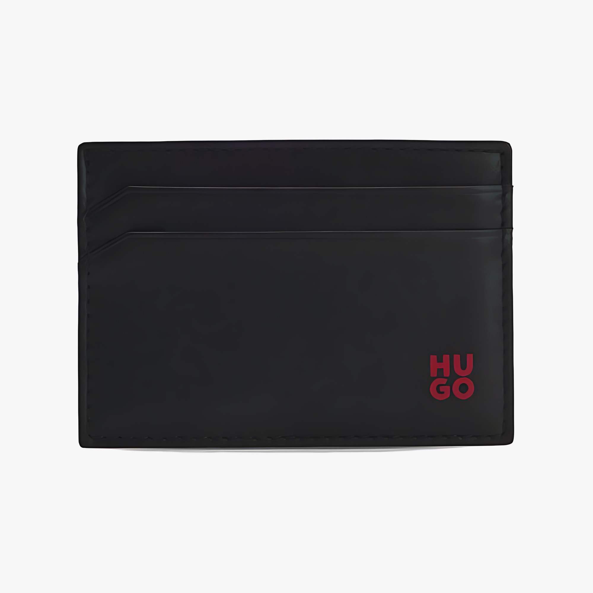 Leather Card Holder with Red-Foil Stacked Logo