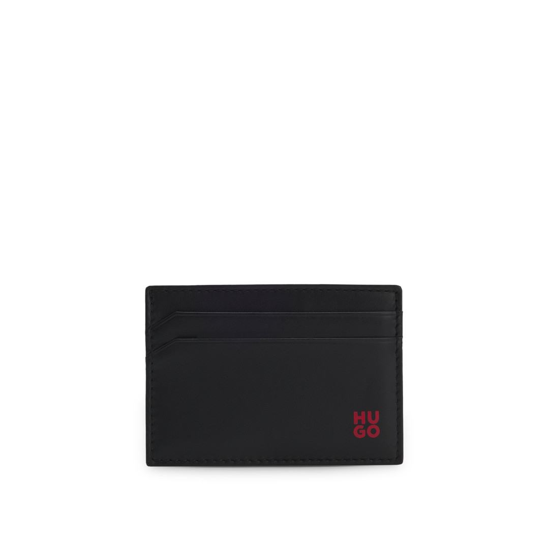 Leather Card Holder with Red-Foil Stacked Logo