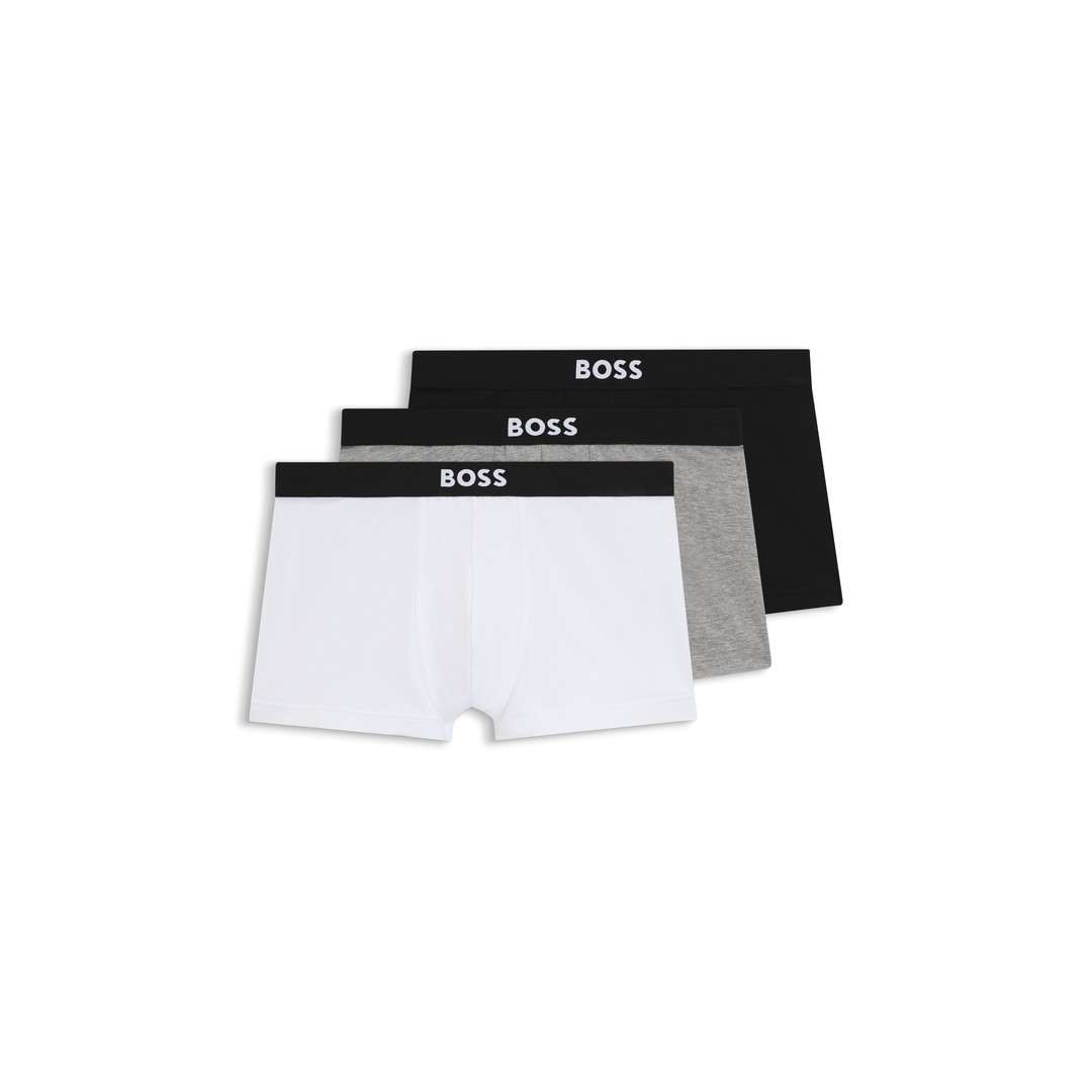 Three-Pack Stretch-Cotton Trunks with Logo Waistbands