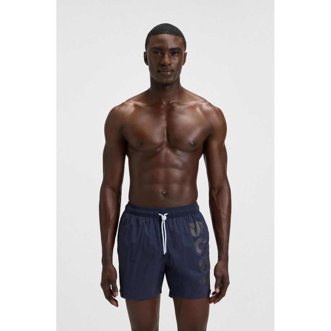 Quick-Drying Swim Shorts with Printed Logo