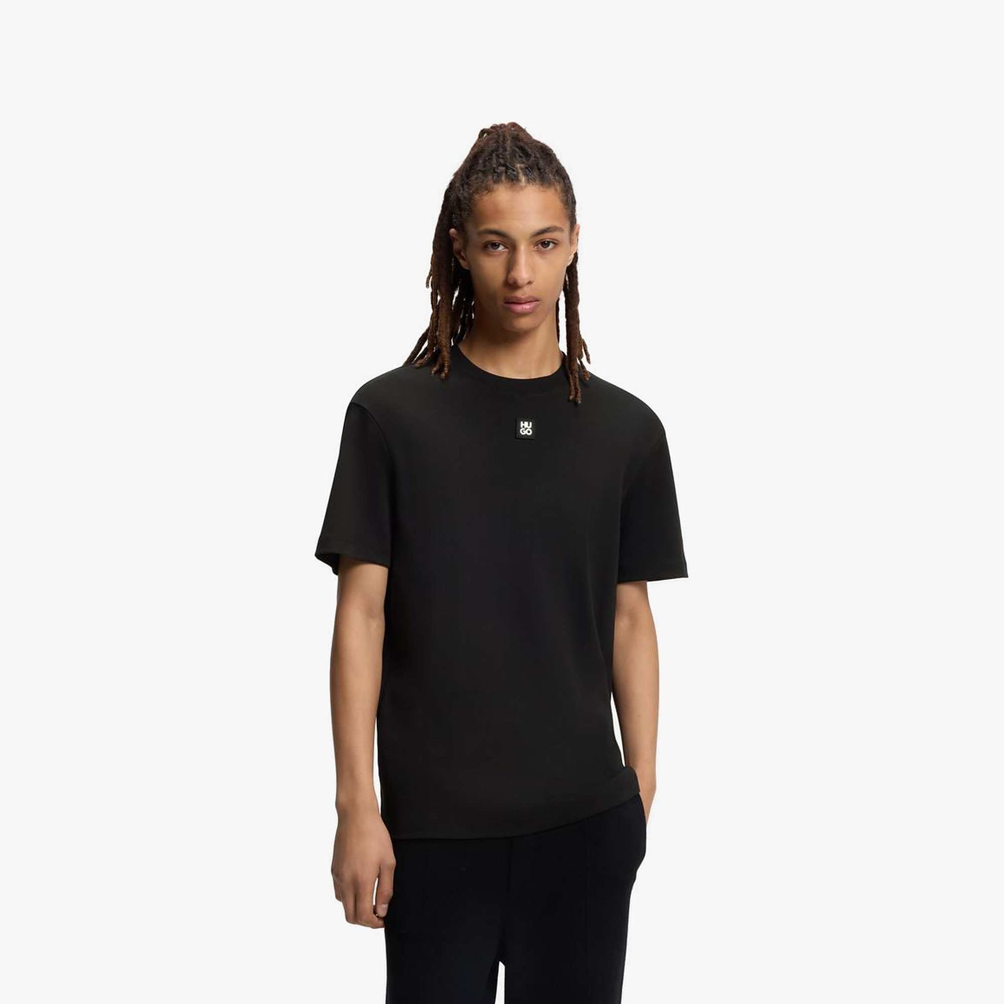 Interlock-Cotton T-Shirt with Stacked-Logo Badge