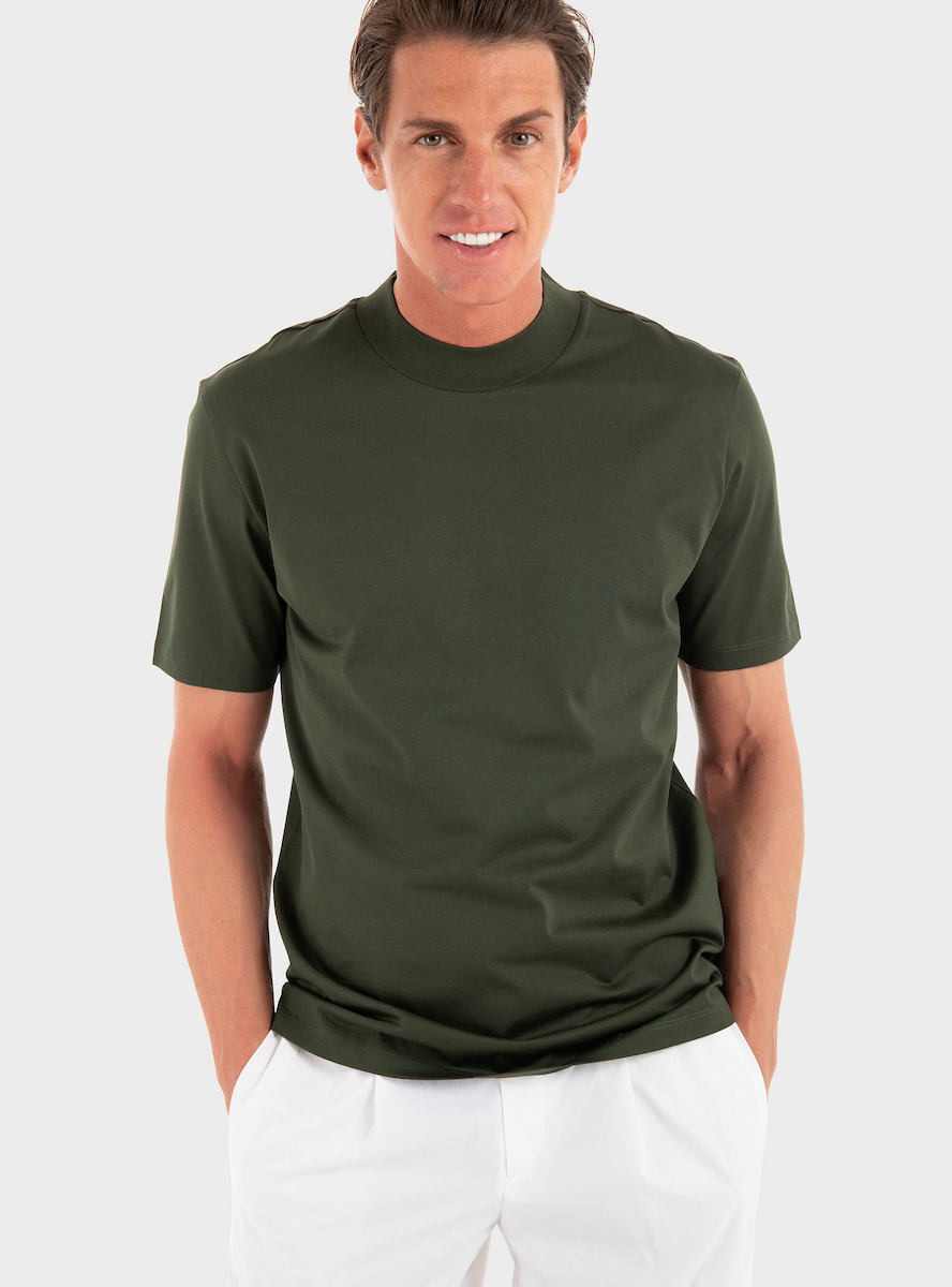 High Collar Mercerized Stretch Cotton Tee