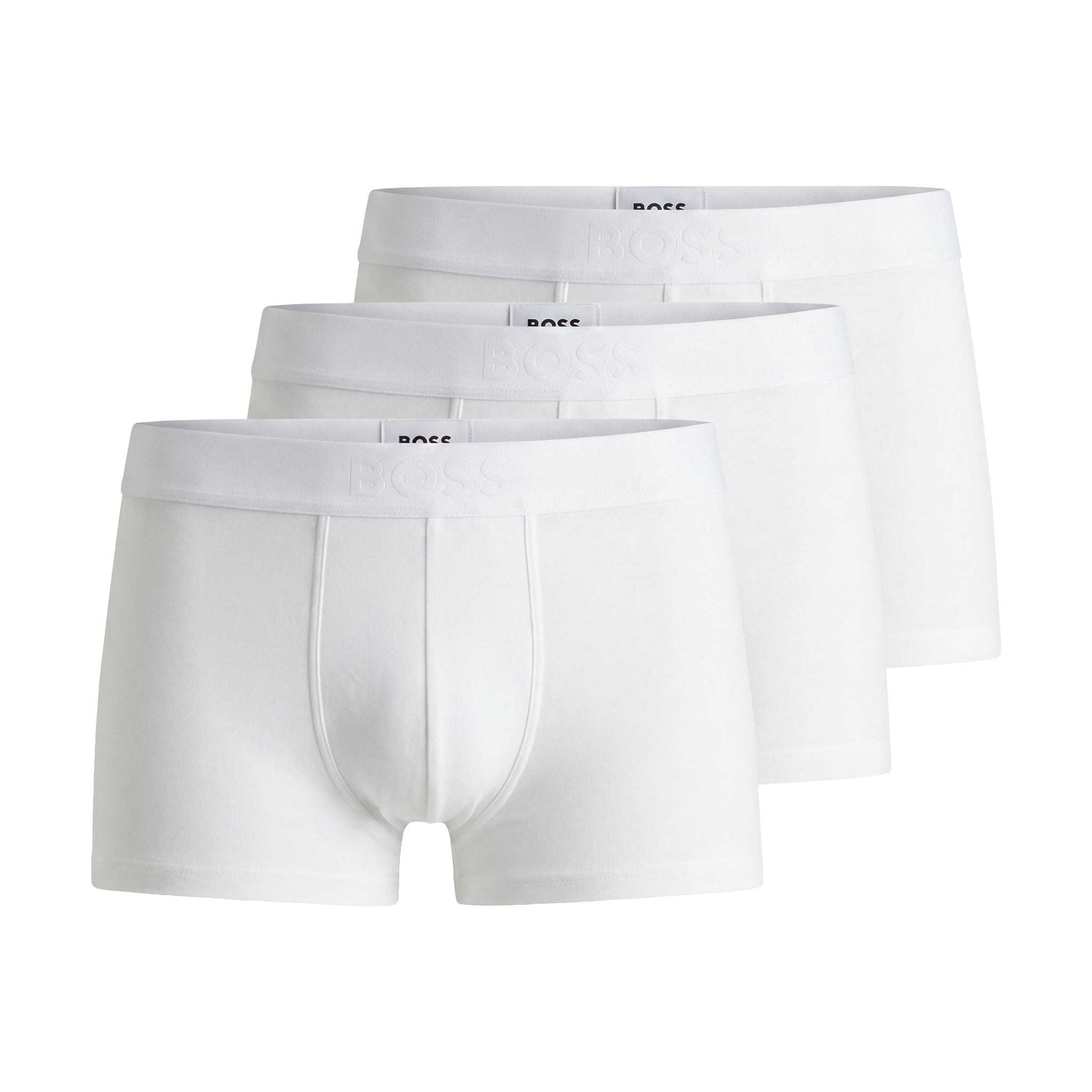 Three-Pack Of Stretch-Cotton Trunks With Logo Waistbands