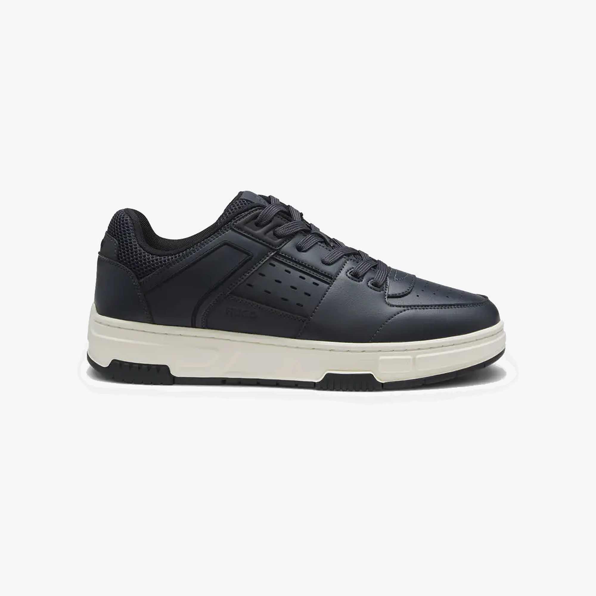 Mesh-Trim Trainers In Faux Leather