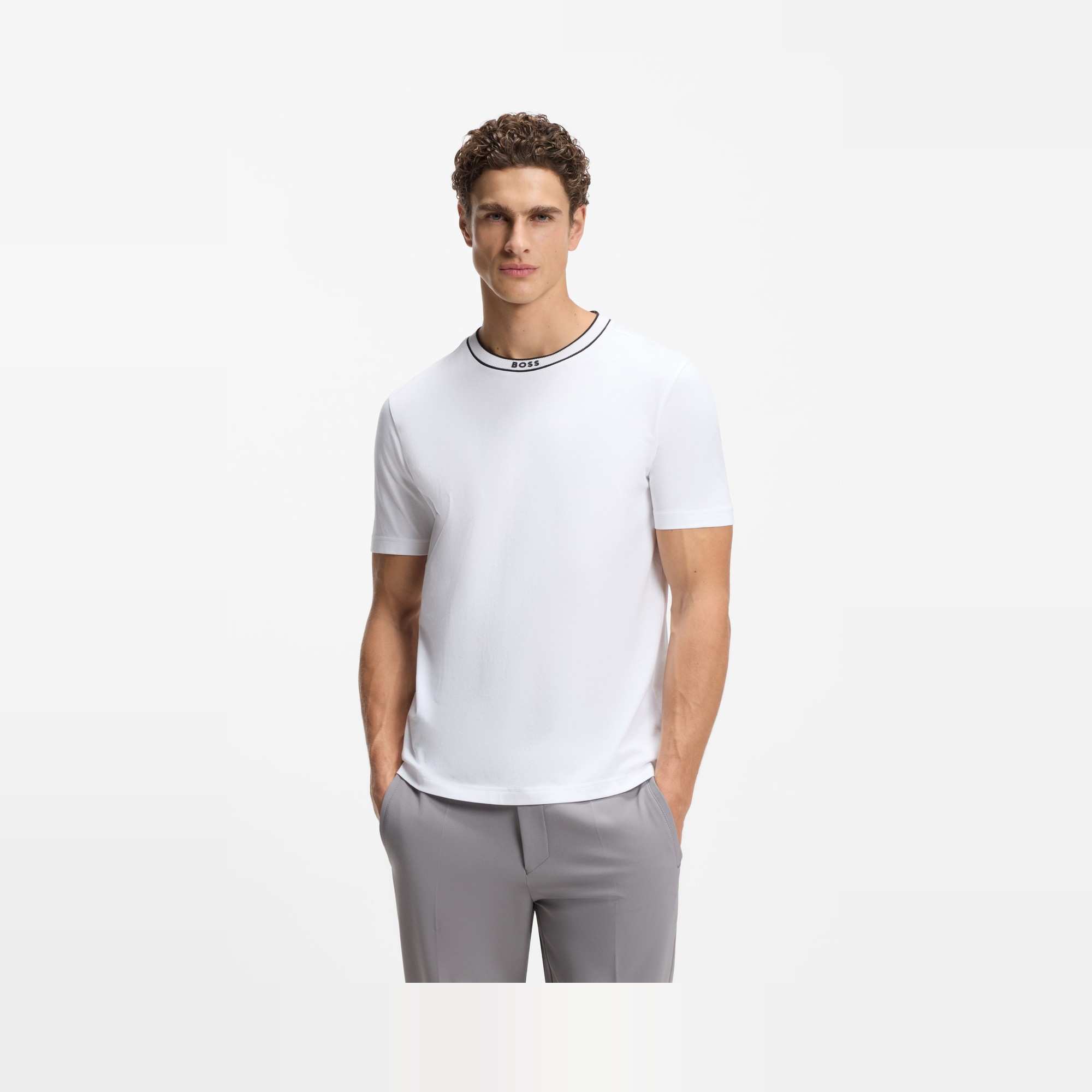 Cotton T-Shirt with Logo Neckline