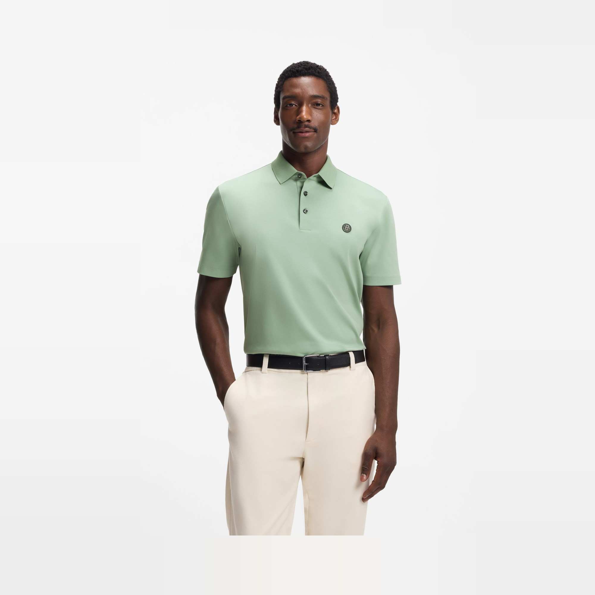 Mercerised-Cotton Polo with Double B Monogram