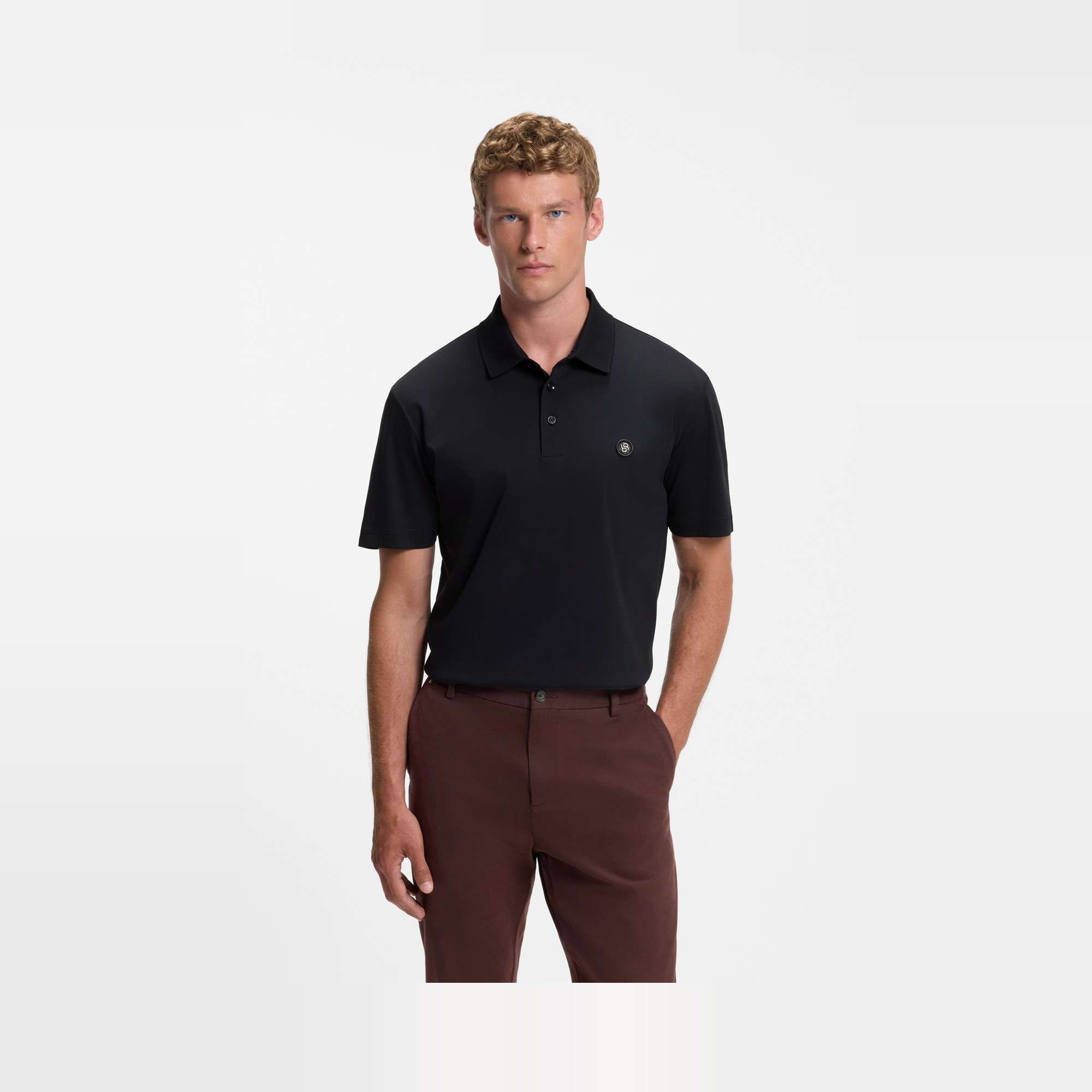 Mercerised-Cotton Polo with Double B Monogram