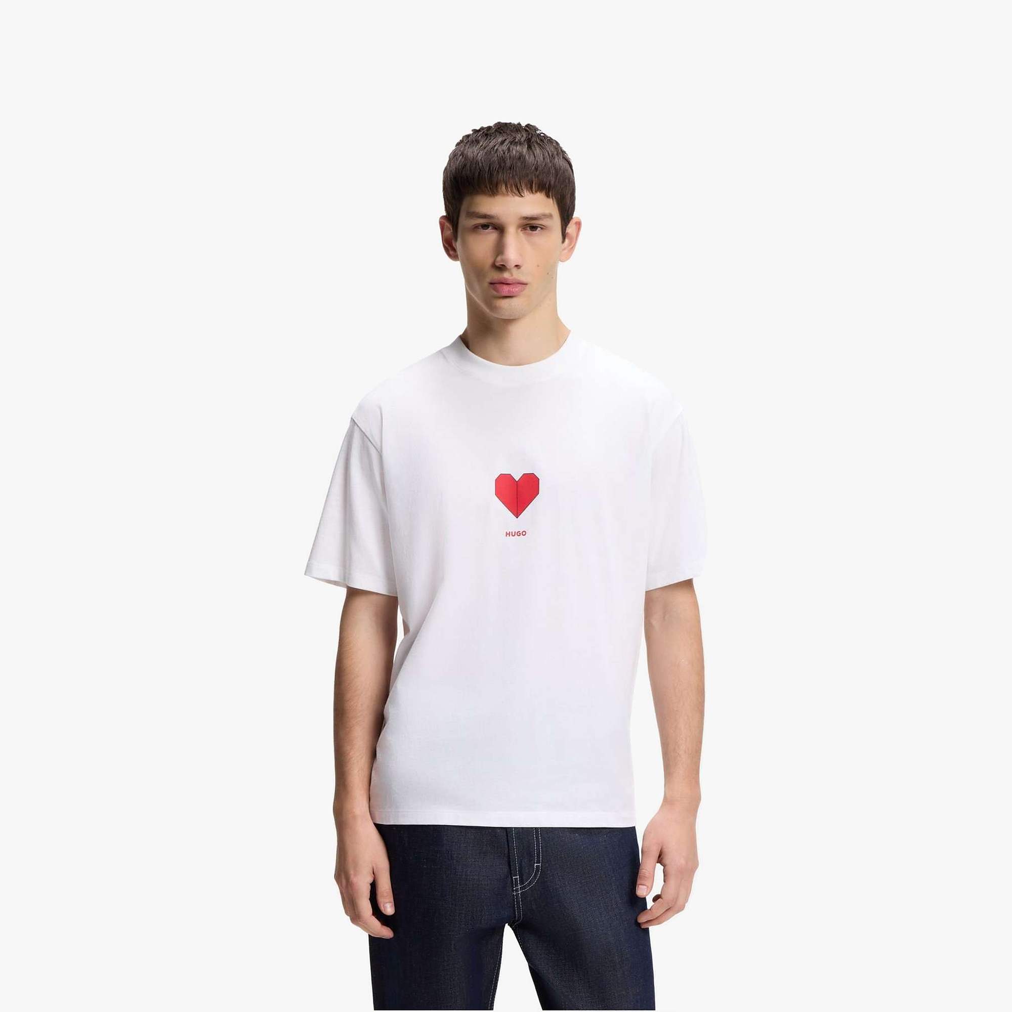 Cotton-Jersey T-Shirt with Origami-Heart Print