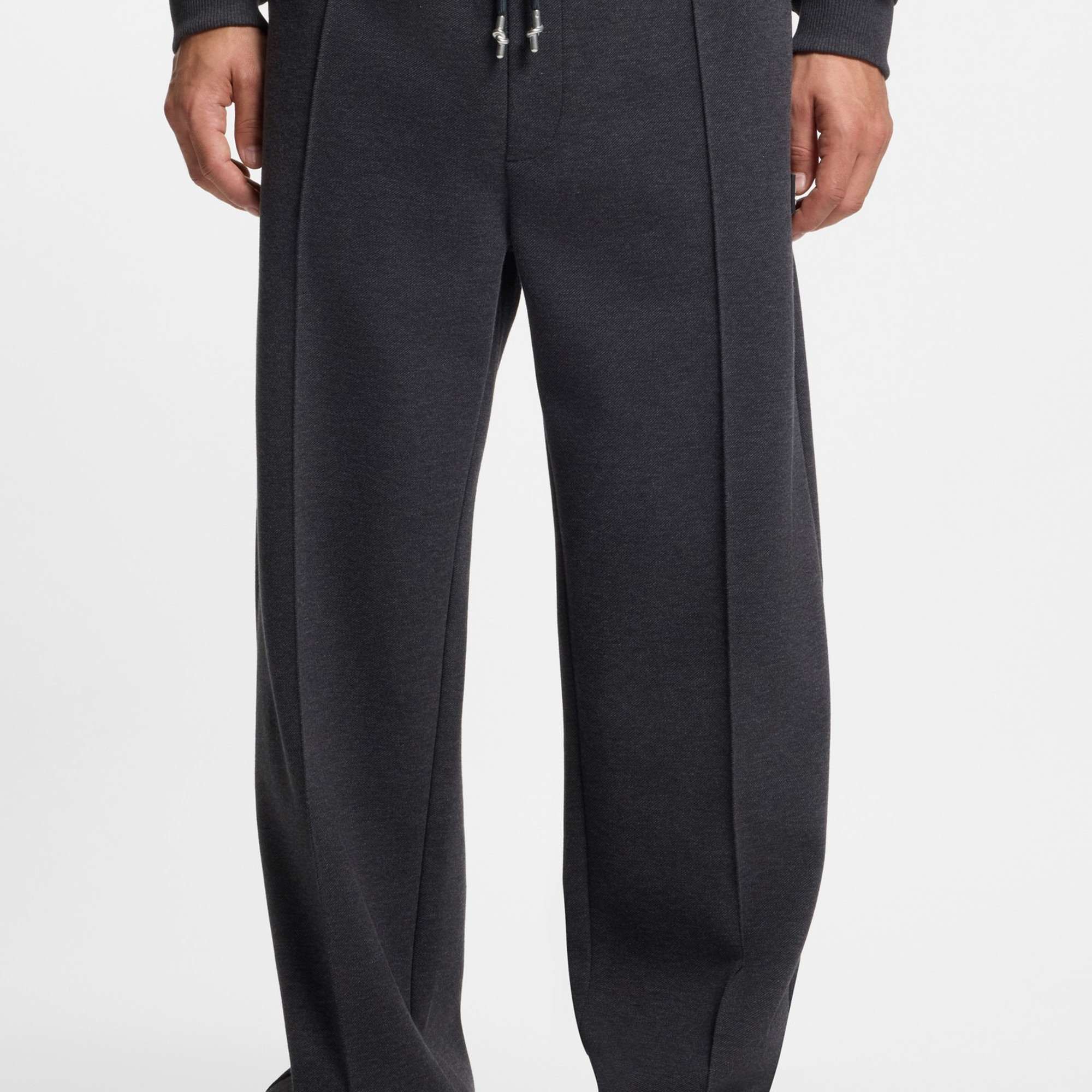 Relaxed-Fit Tracksuit Bottoms with Pintuck Pleats
