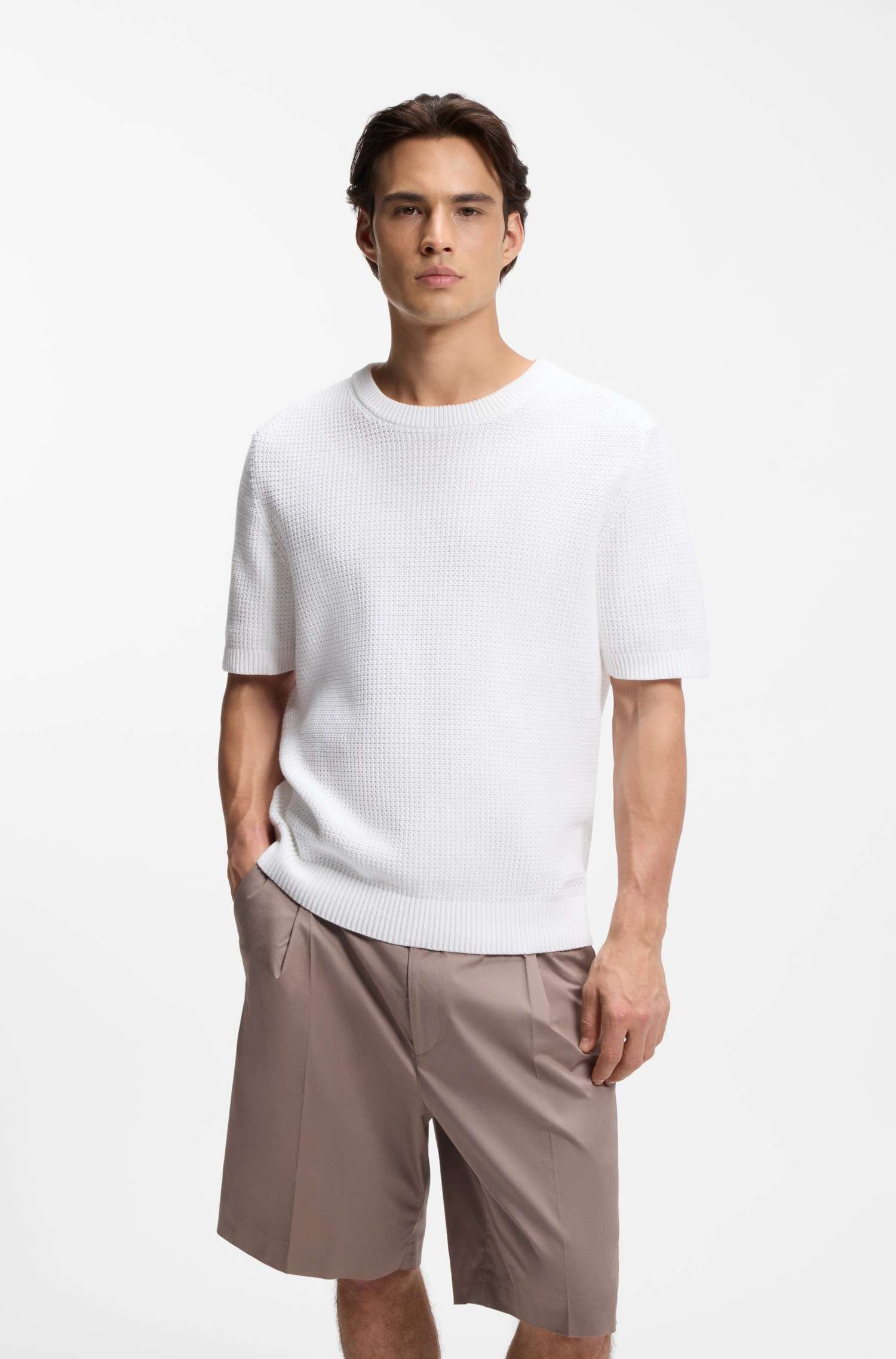 Waffle-Knit Cotton T-Shirt
