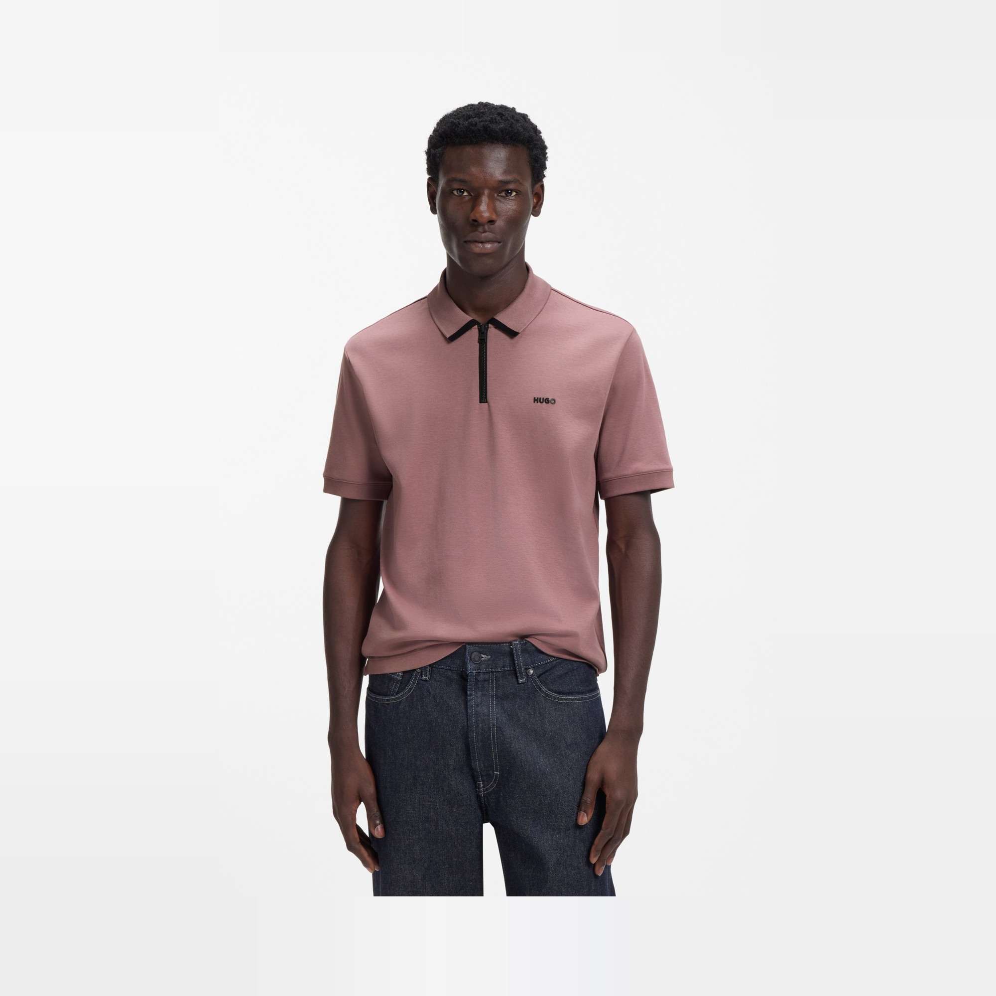 Cotton-Piqué Polo Shirt with Zip Neckline