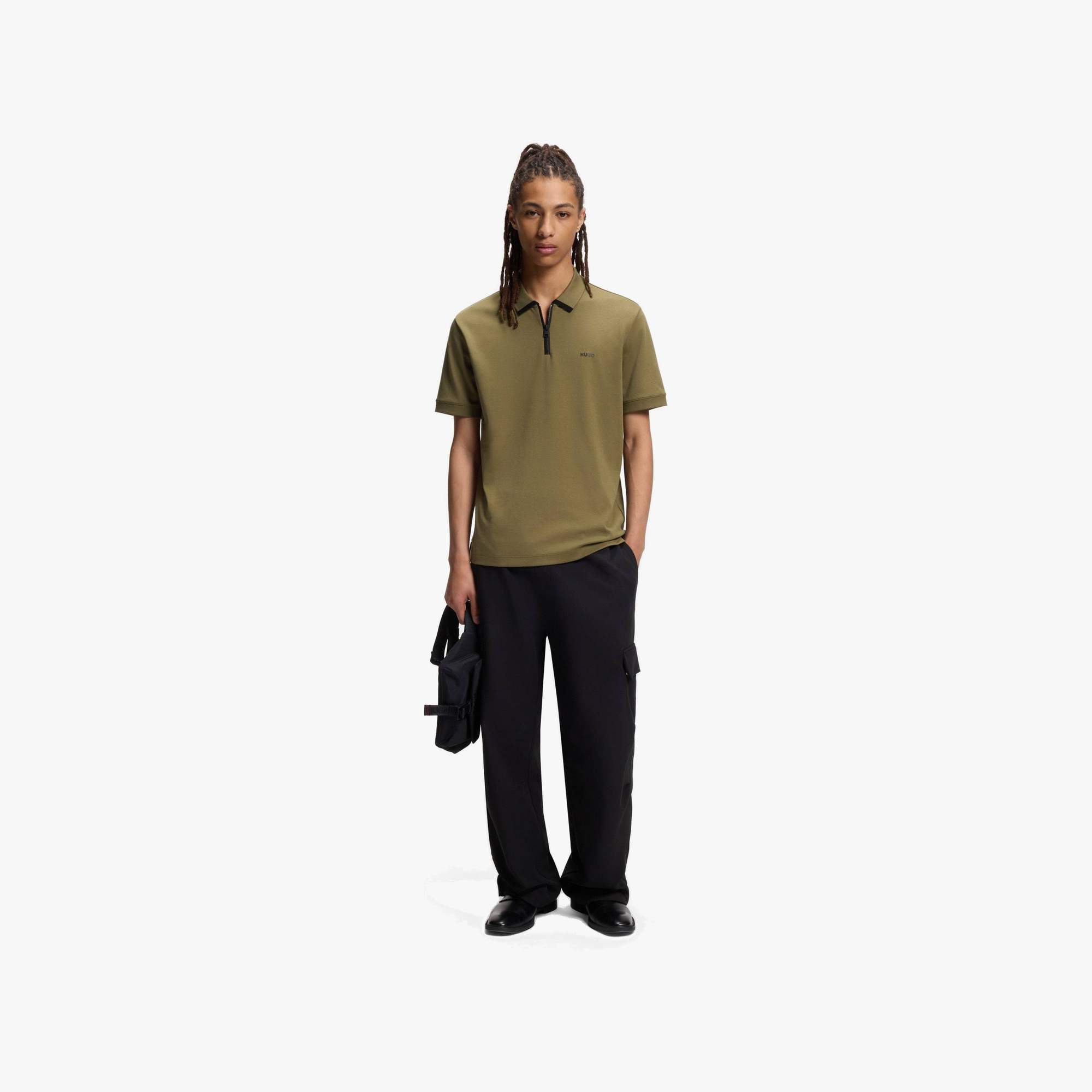 Cotton-Piqué Polo Shirt with Zip Neckline