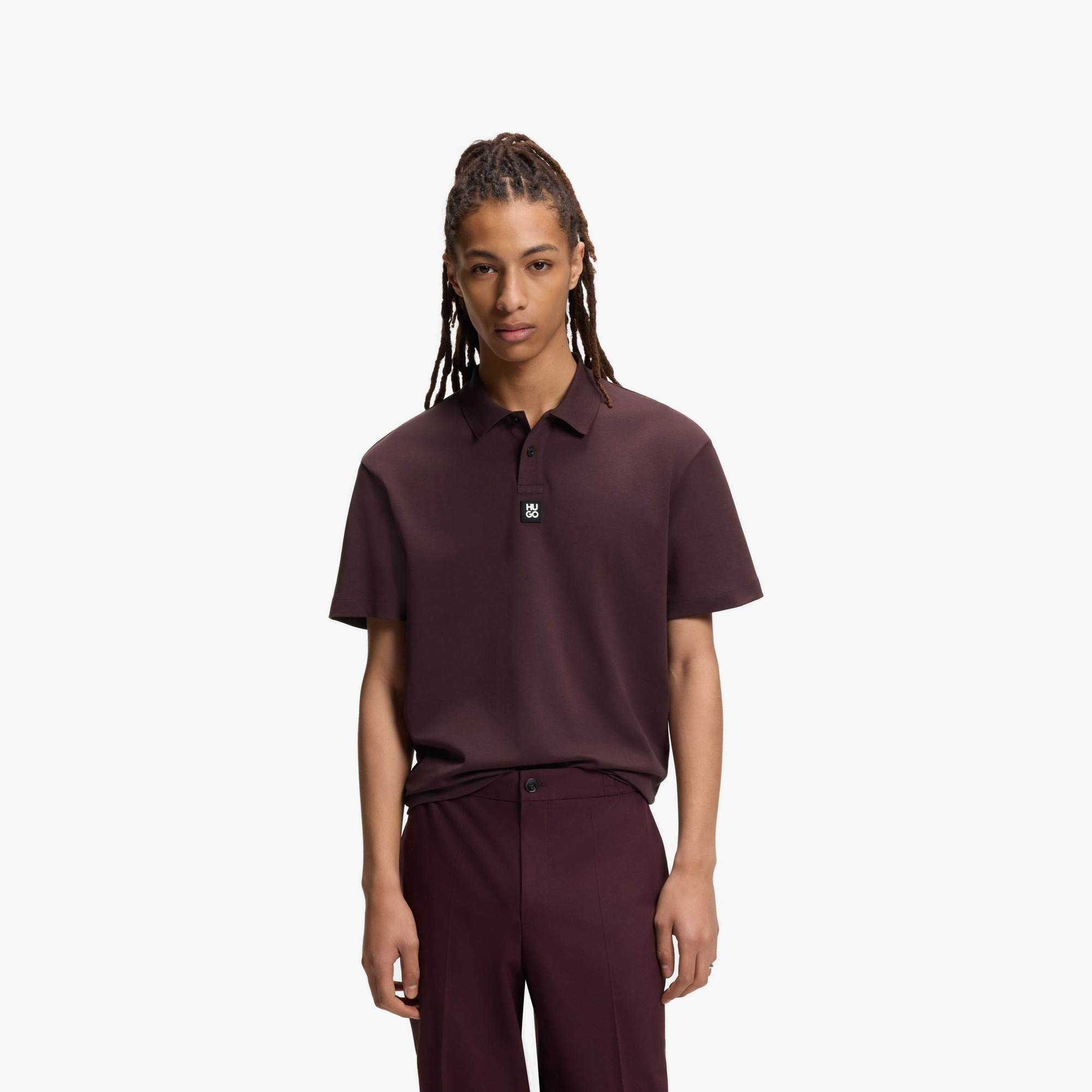 Interlock-Cotton Polo Shirt with Stacked Logo