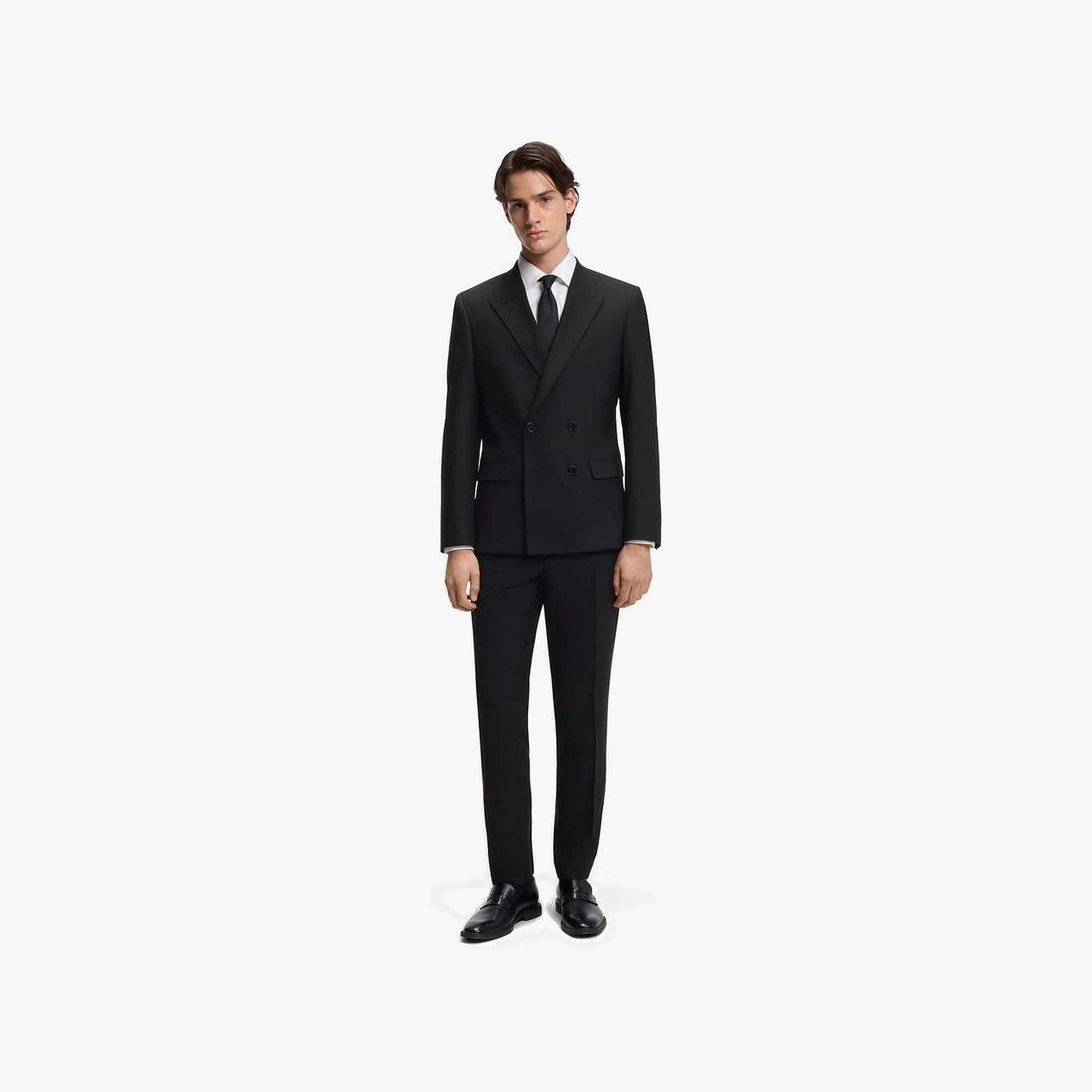 Slim-Fit Double-Breasted Wool-Blend Jacket