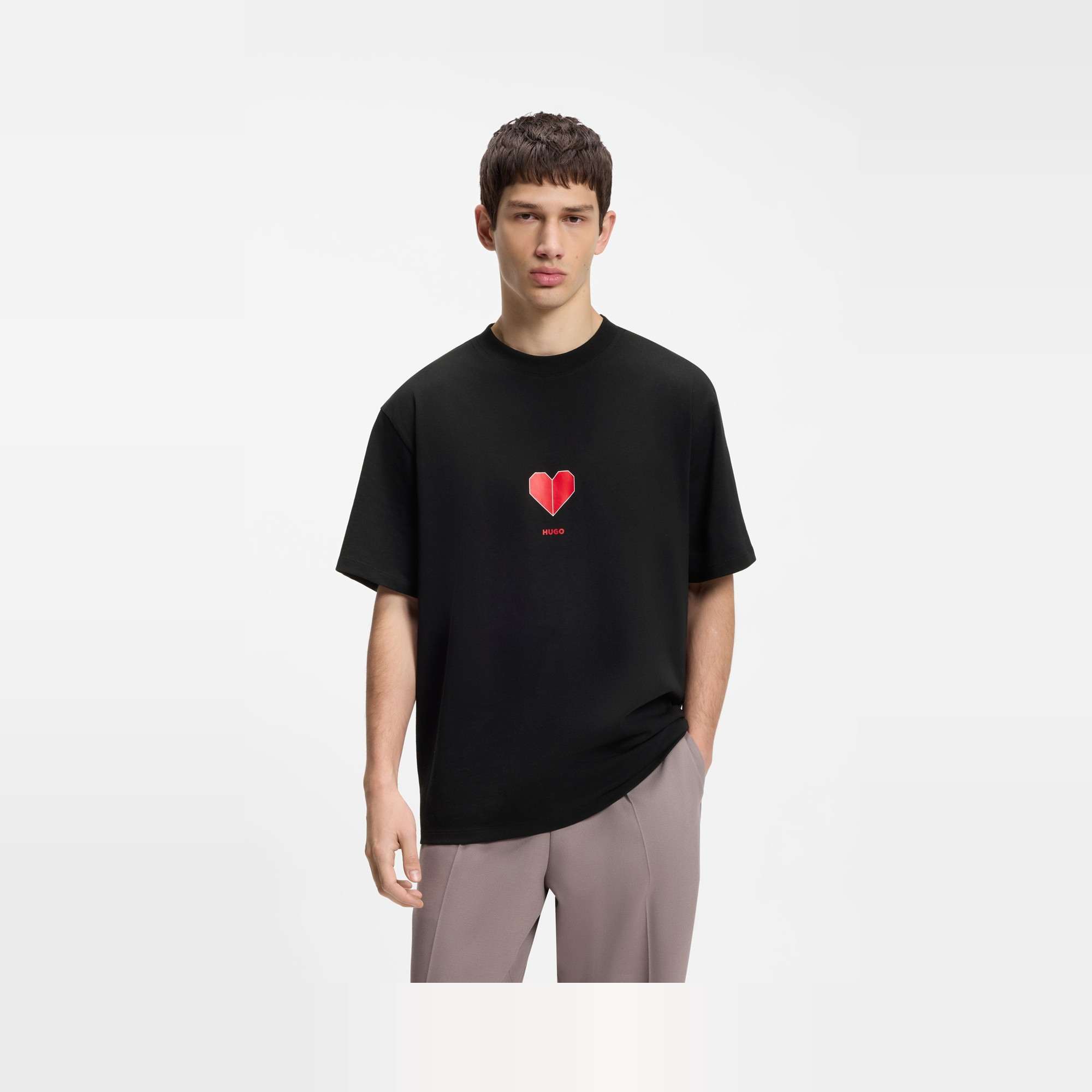 Cotton-Jersey T-Shirt with Origami-Heart Print