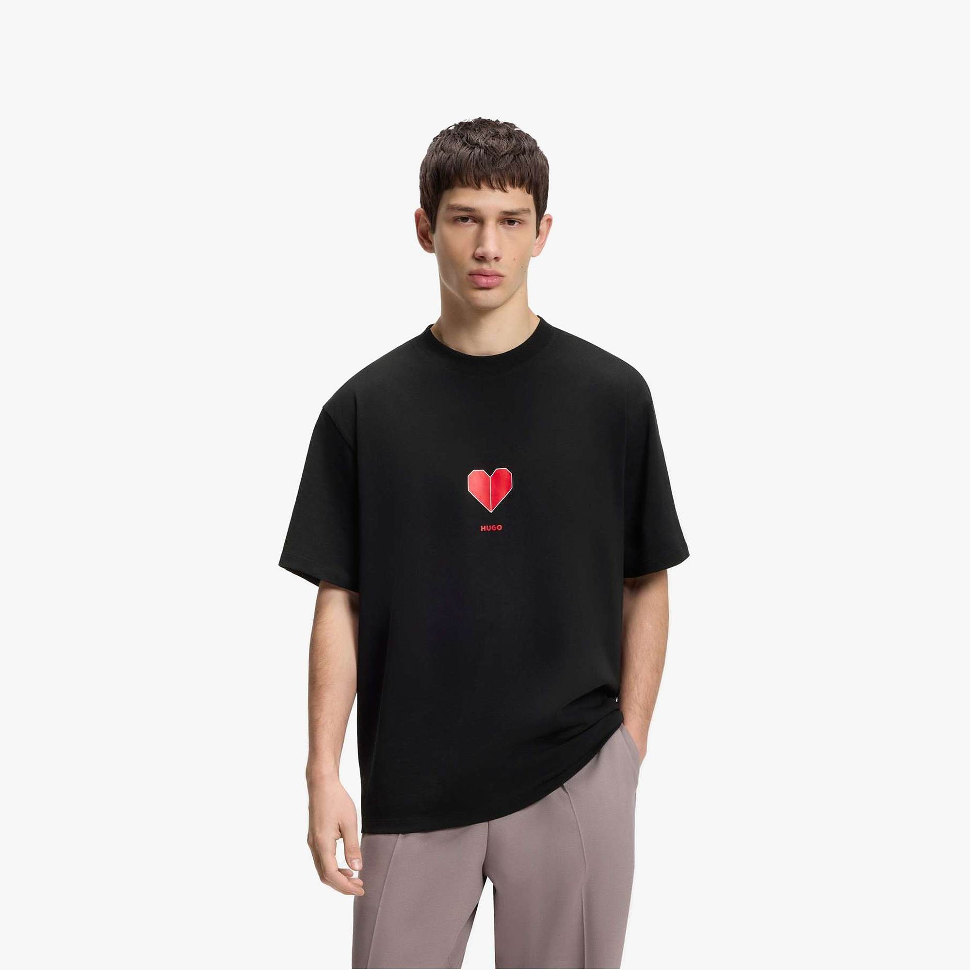 Cotton-Jersey T-Shirt with Origami-Heart Print