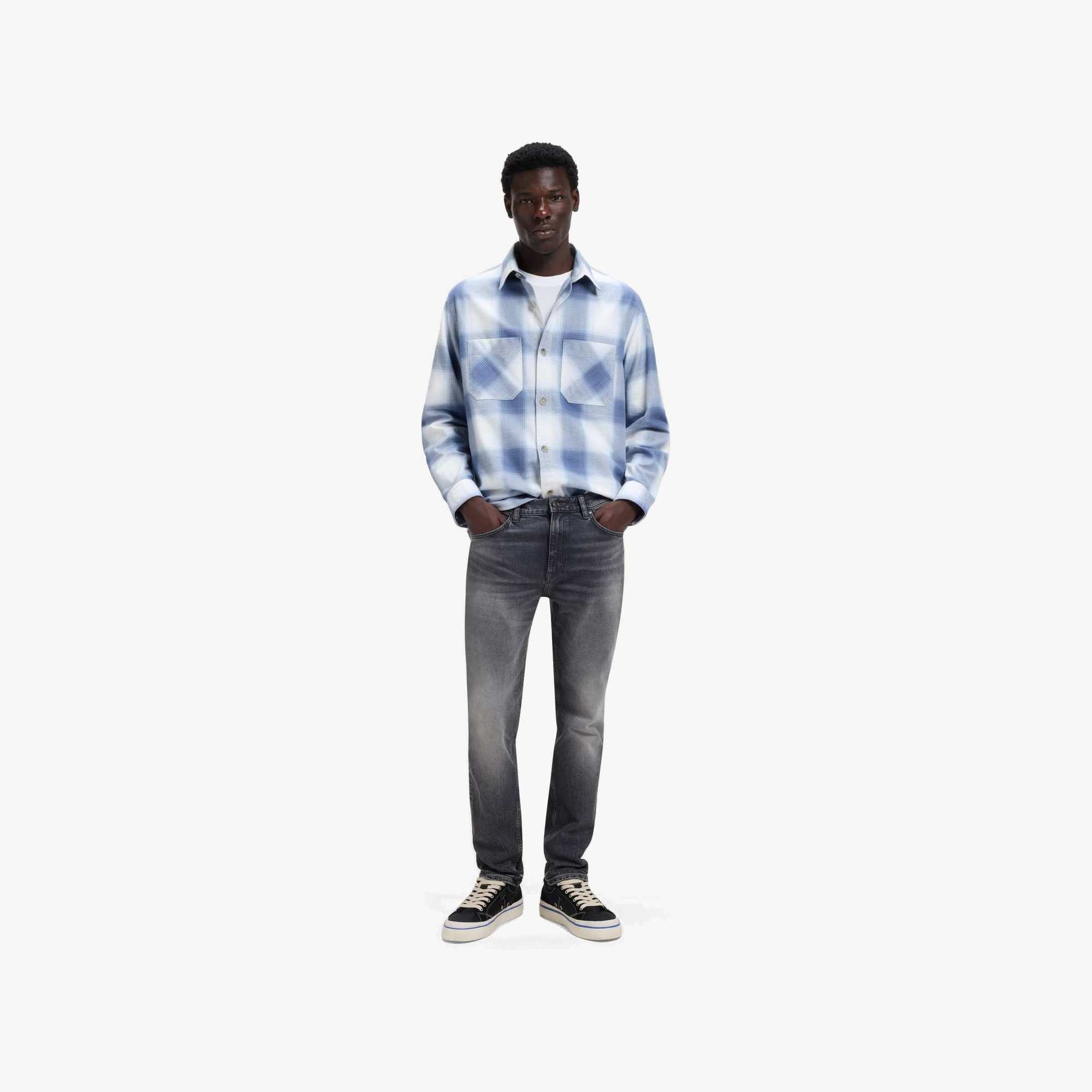 Slim-Fit Grey Stretch-Denim Jeans