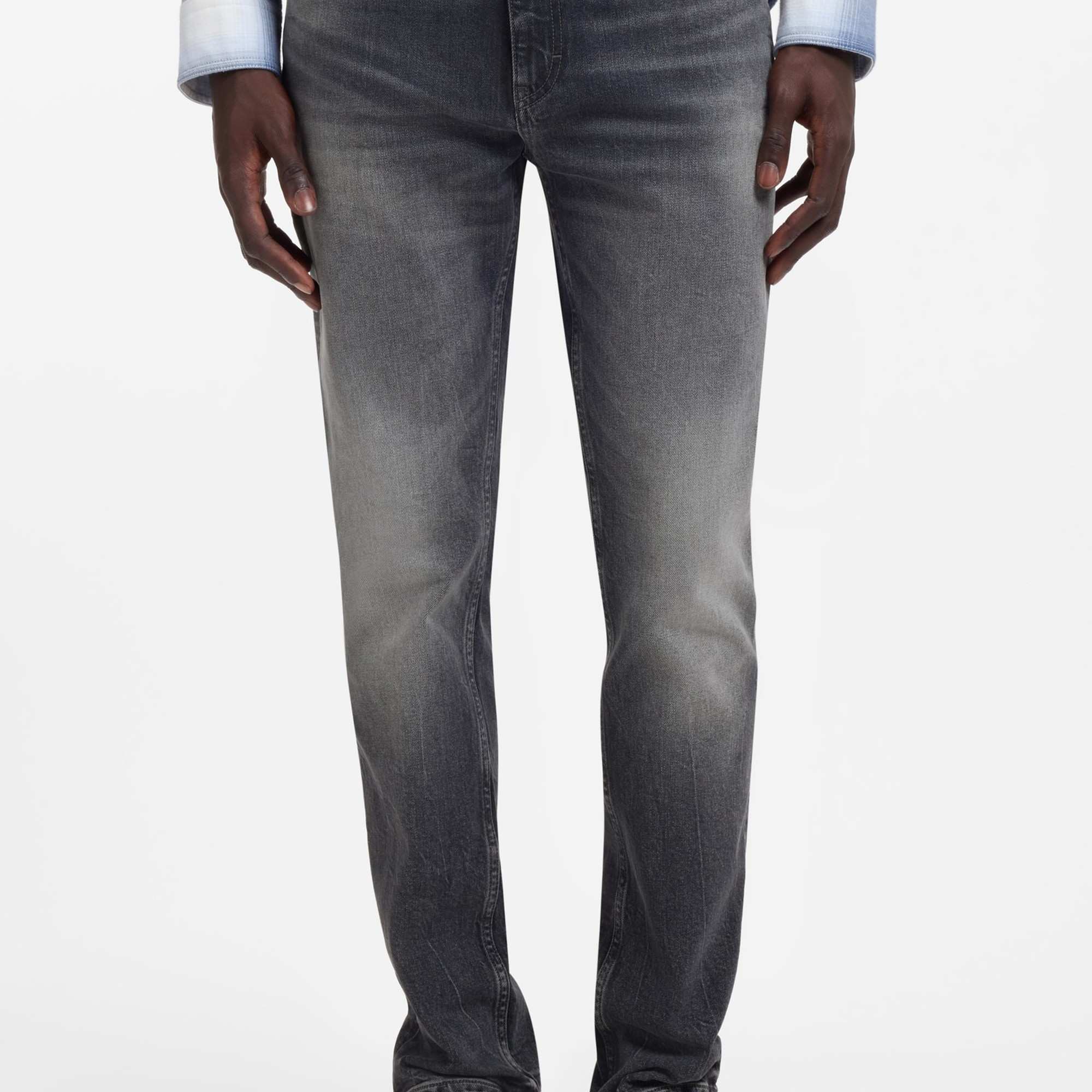 Slim-Fit Grey Stretch-Denim Jeans