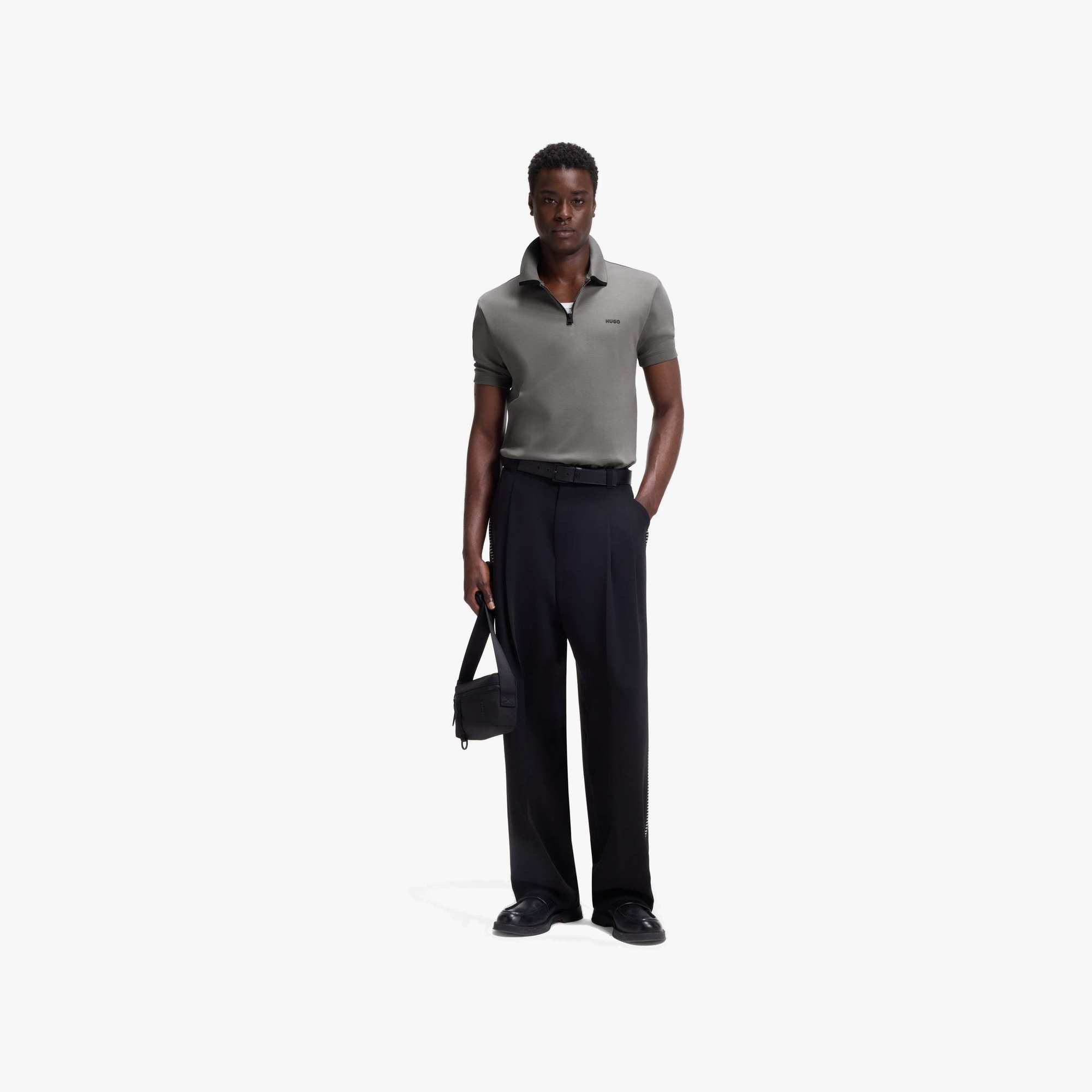 Cotton-Piqué Polo Shirt with Zip Neckline