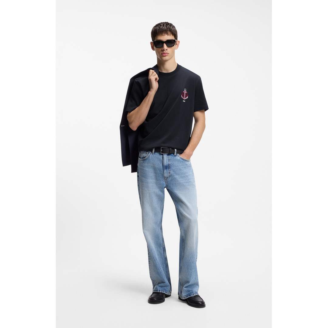 Relaxed-Fit Cotton T-Shirt with Sailing Artwork