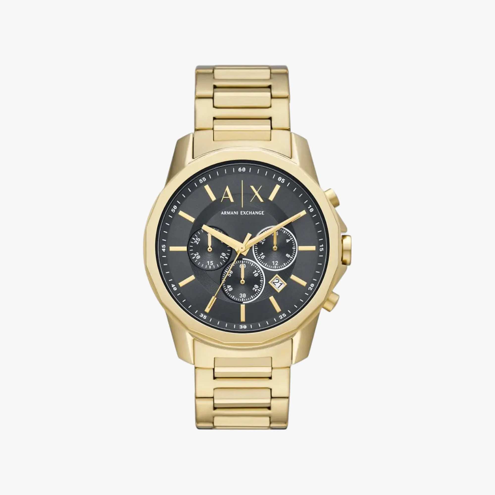 Gold Stainless Steel Round Watch