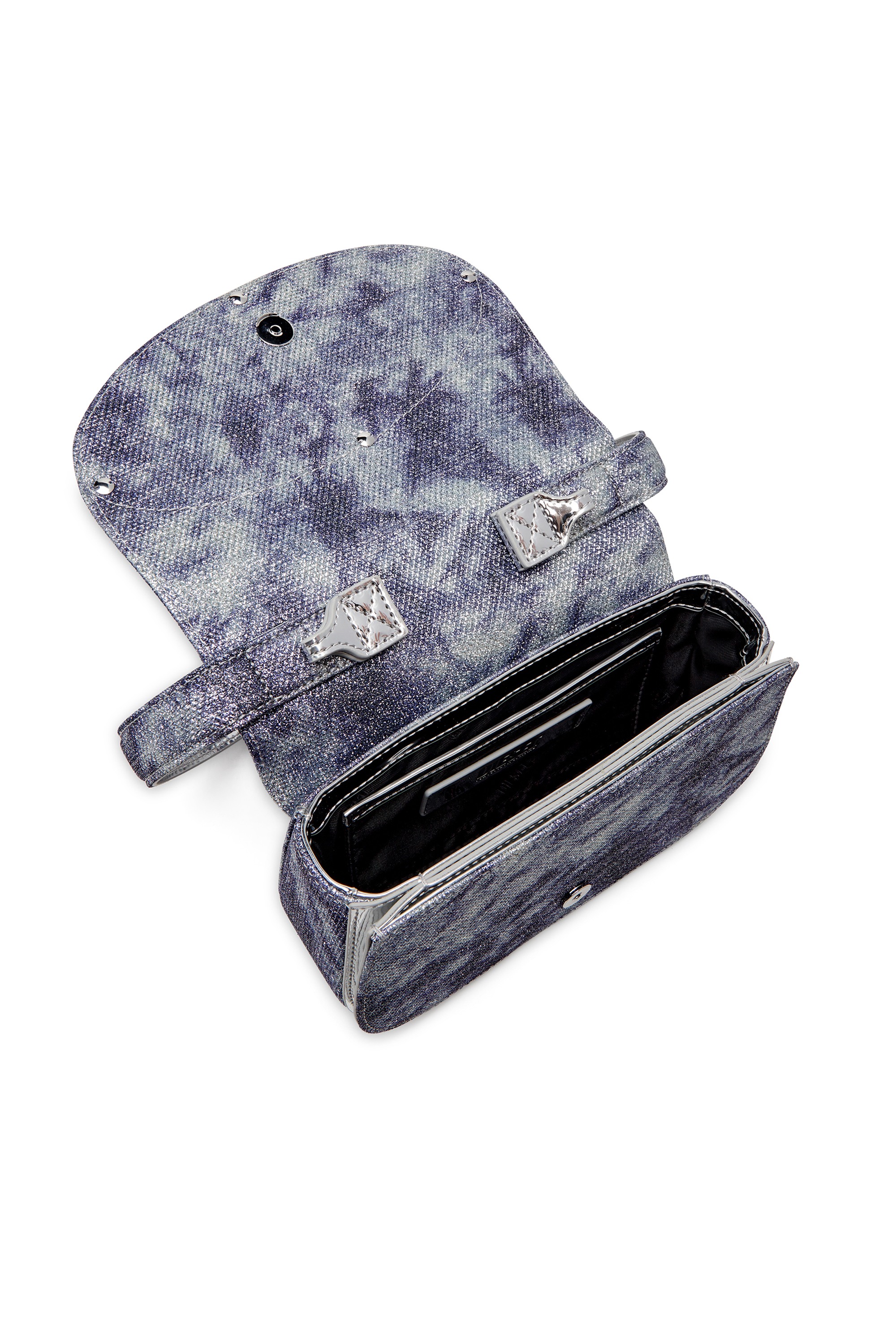 Blue 1DR-Iconic shoulder bag in shimmer fabric