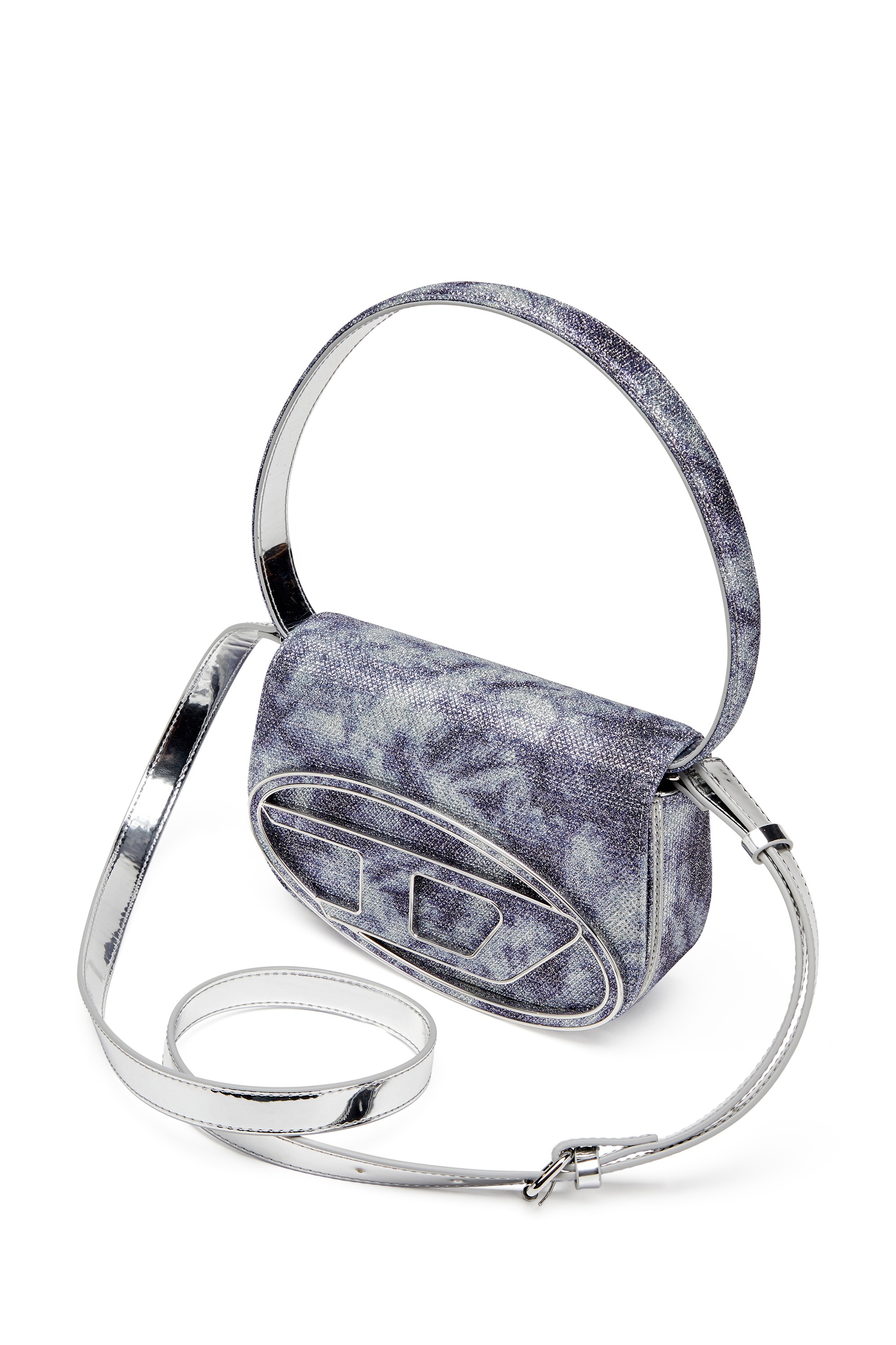 Blue 1DR-Iconic shoulder bag in shimmer fabric