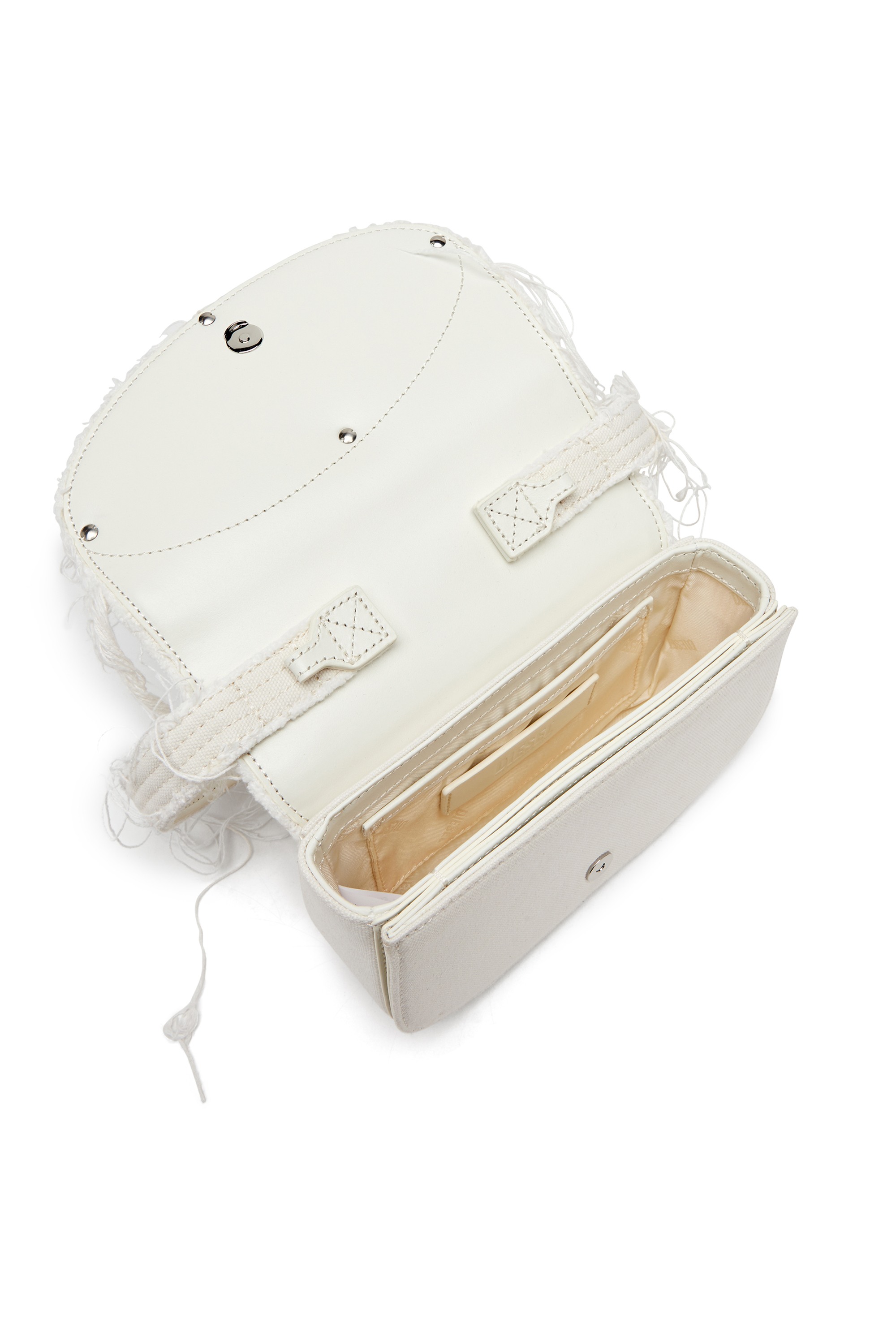 White 1DR-Iconic shoulder bag in canvas and leather
