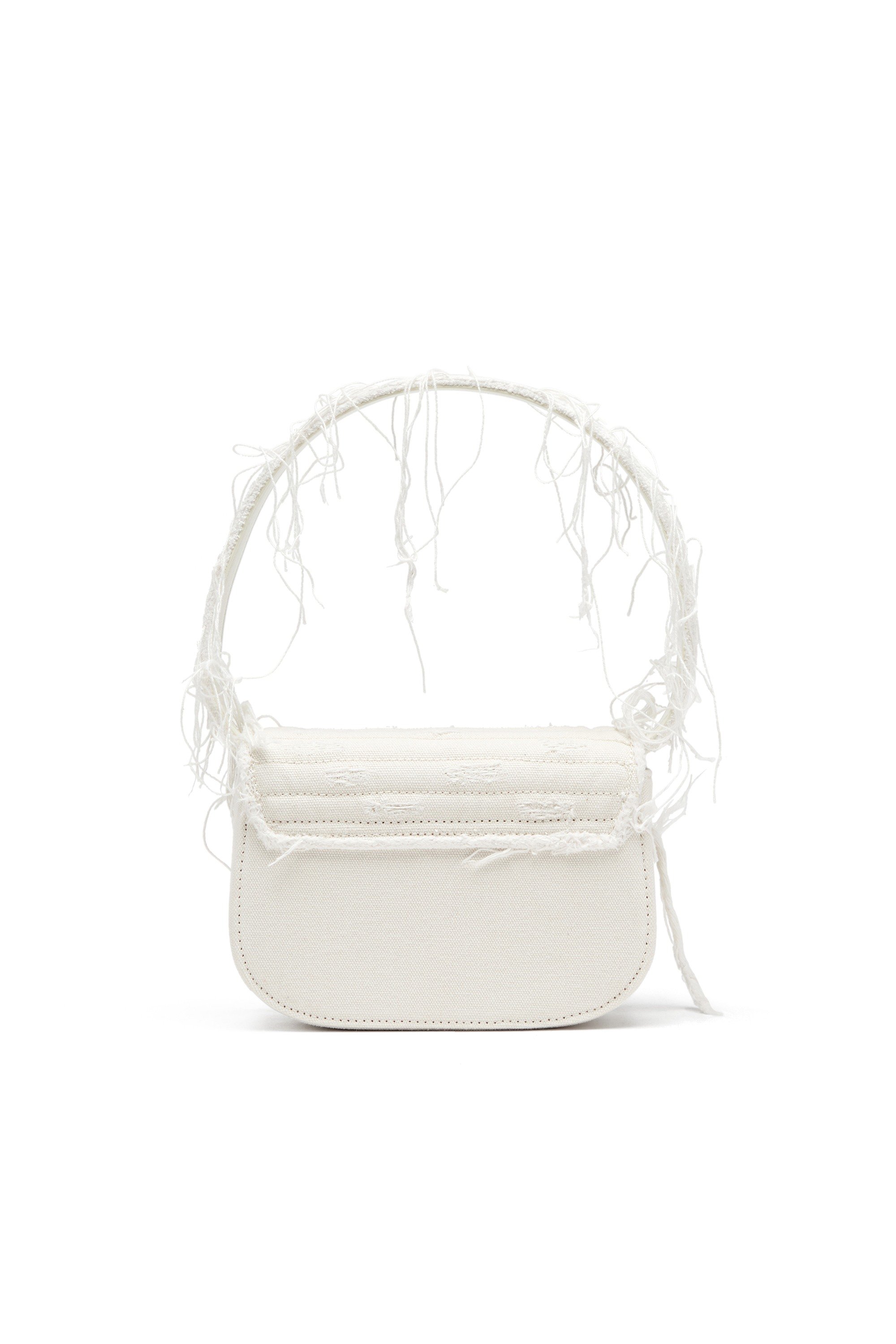 White 1DR-Iconic shoulder bag in canvas and leather