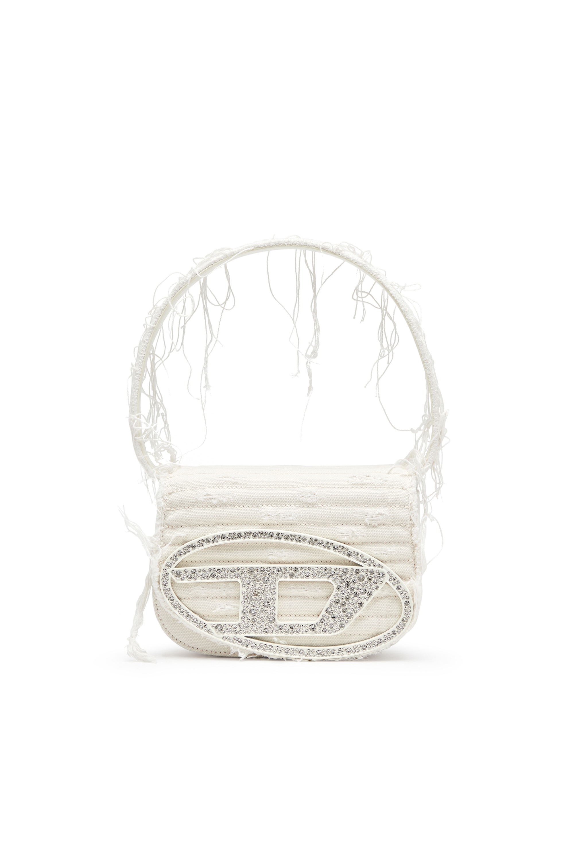 White 1DR-Iconic shoulder bag in canvas and leather
