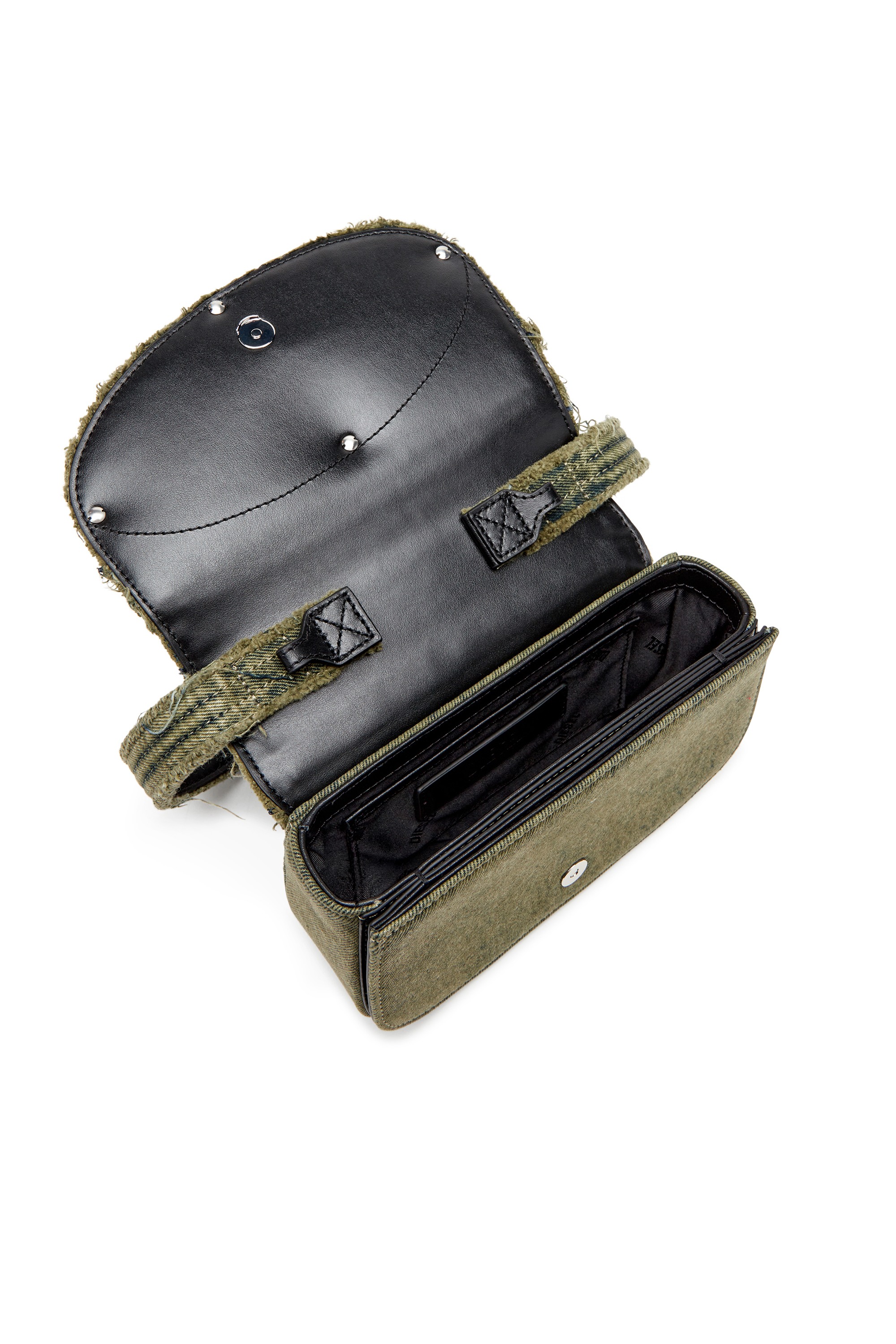 Green 1DR-Iconic shoulder bag in overdyed denim