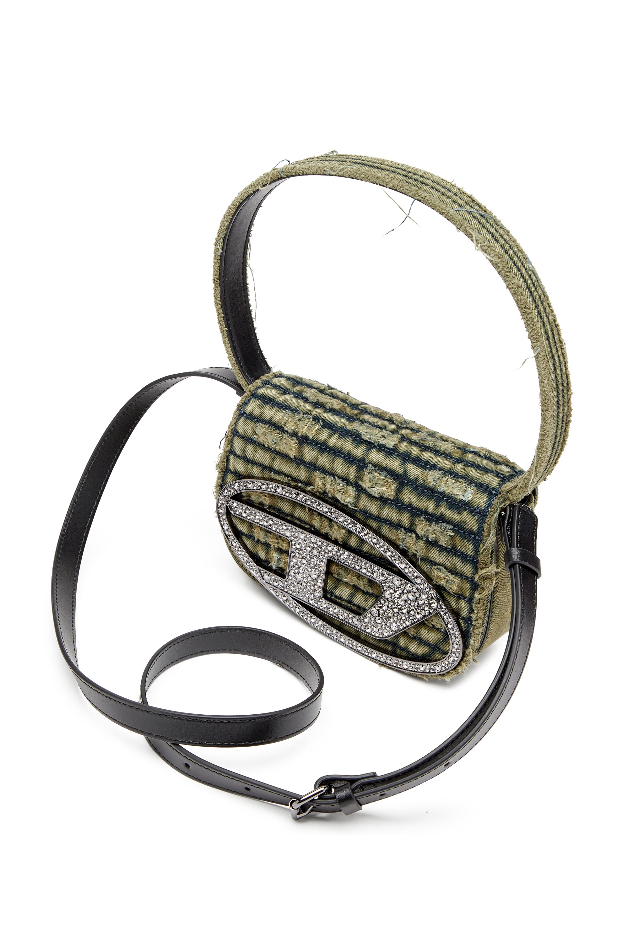 Green 1DR-Iconic shoulder bag in overdyed denim