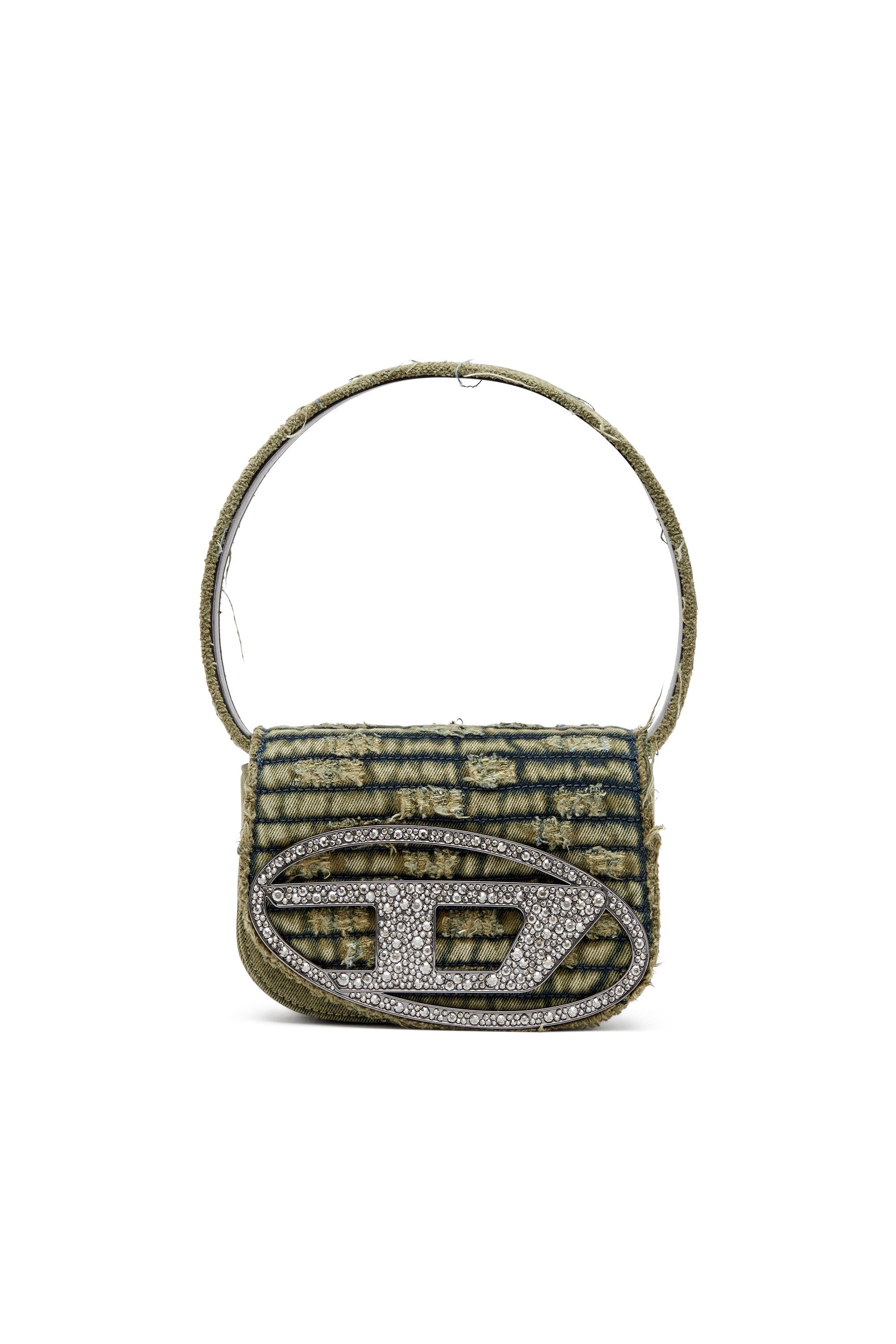 Green 1DR-Iconic shoulder bag in overdyed denim