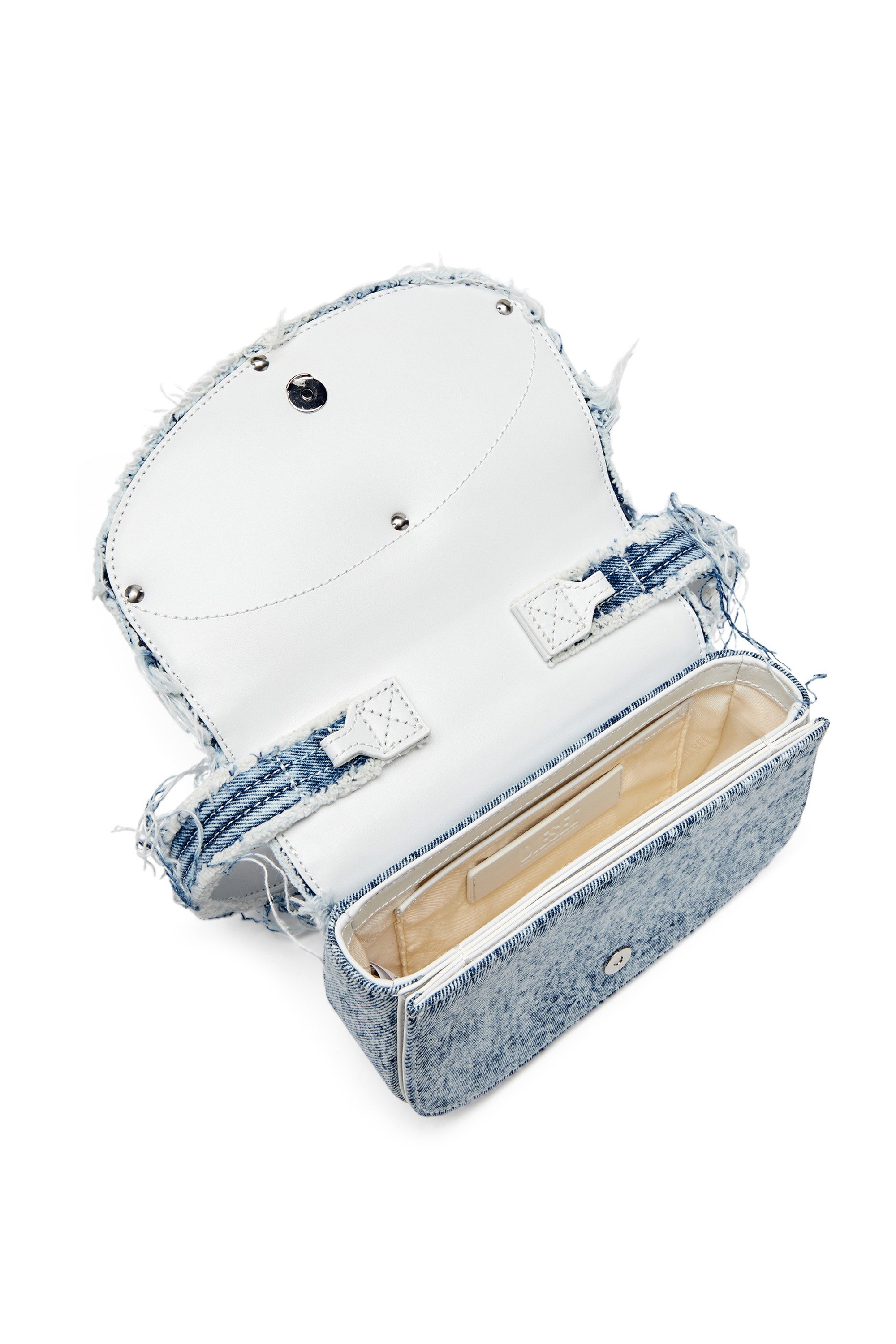 Blue 1DR-Iconic shoulder bag in frayed denim