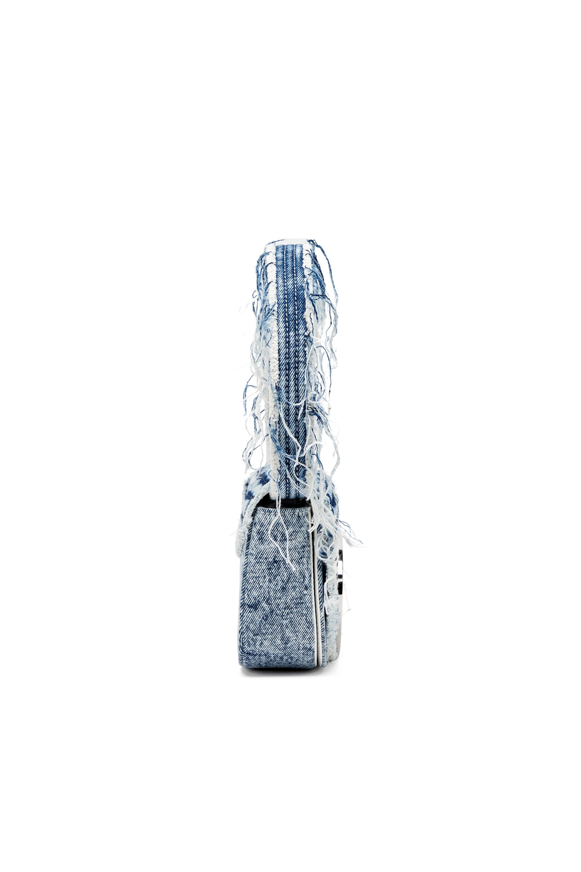 Blue 1DR-Iconic shoulder bag in frayed denim