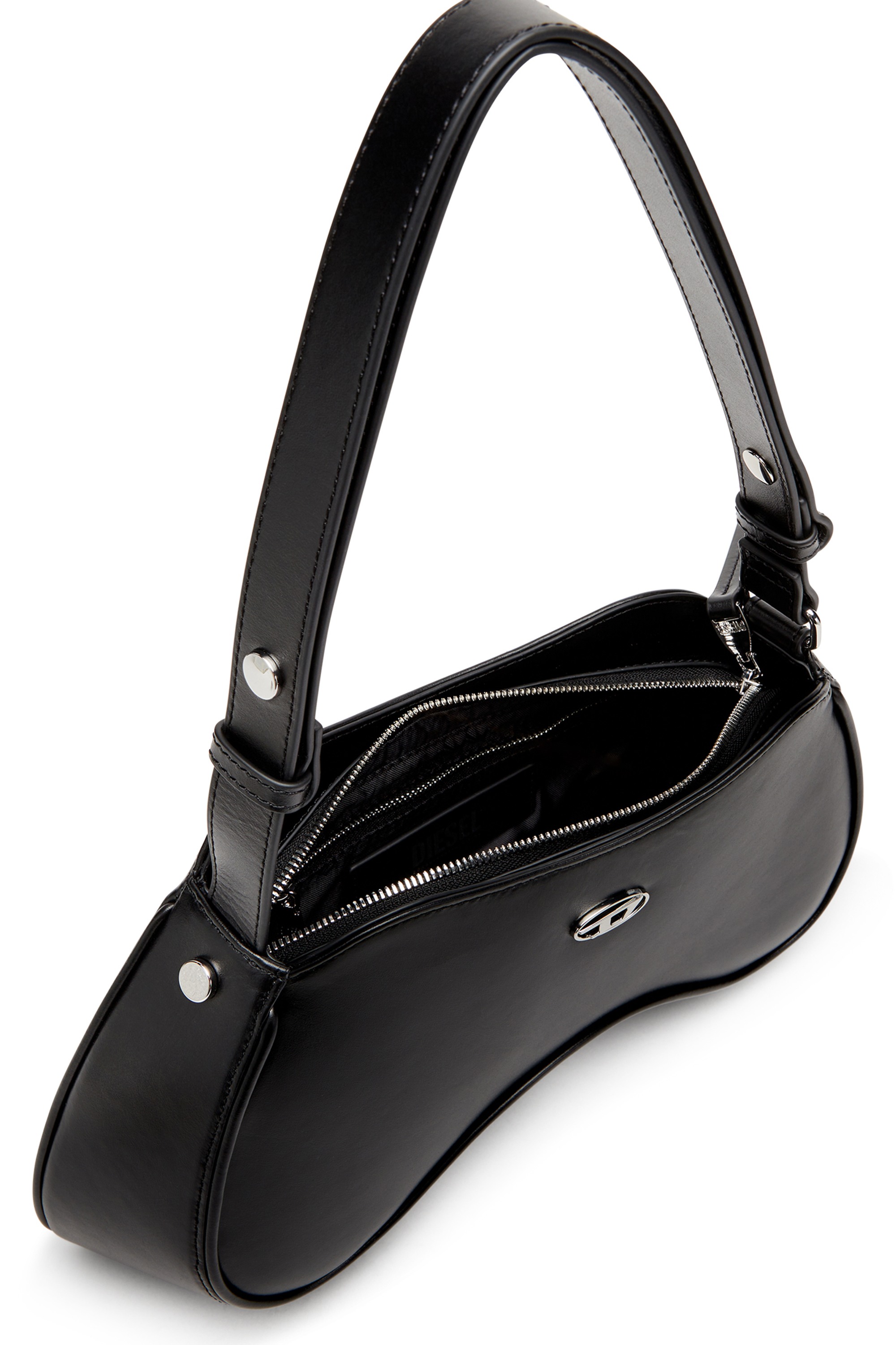 Black Play-Semi gloss leather shoulder bag
