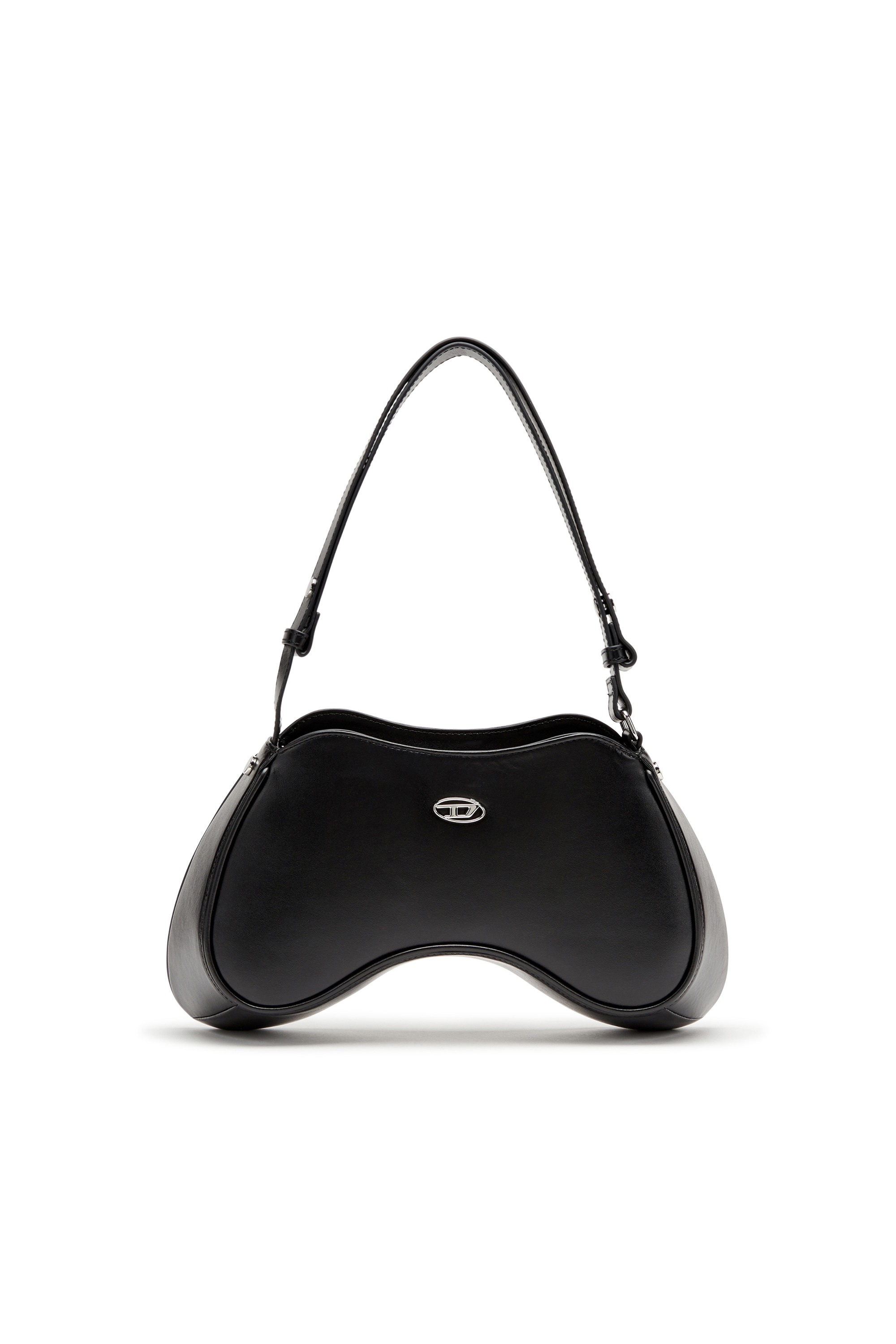 Black Play-Semi gloss leather shoulder bag