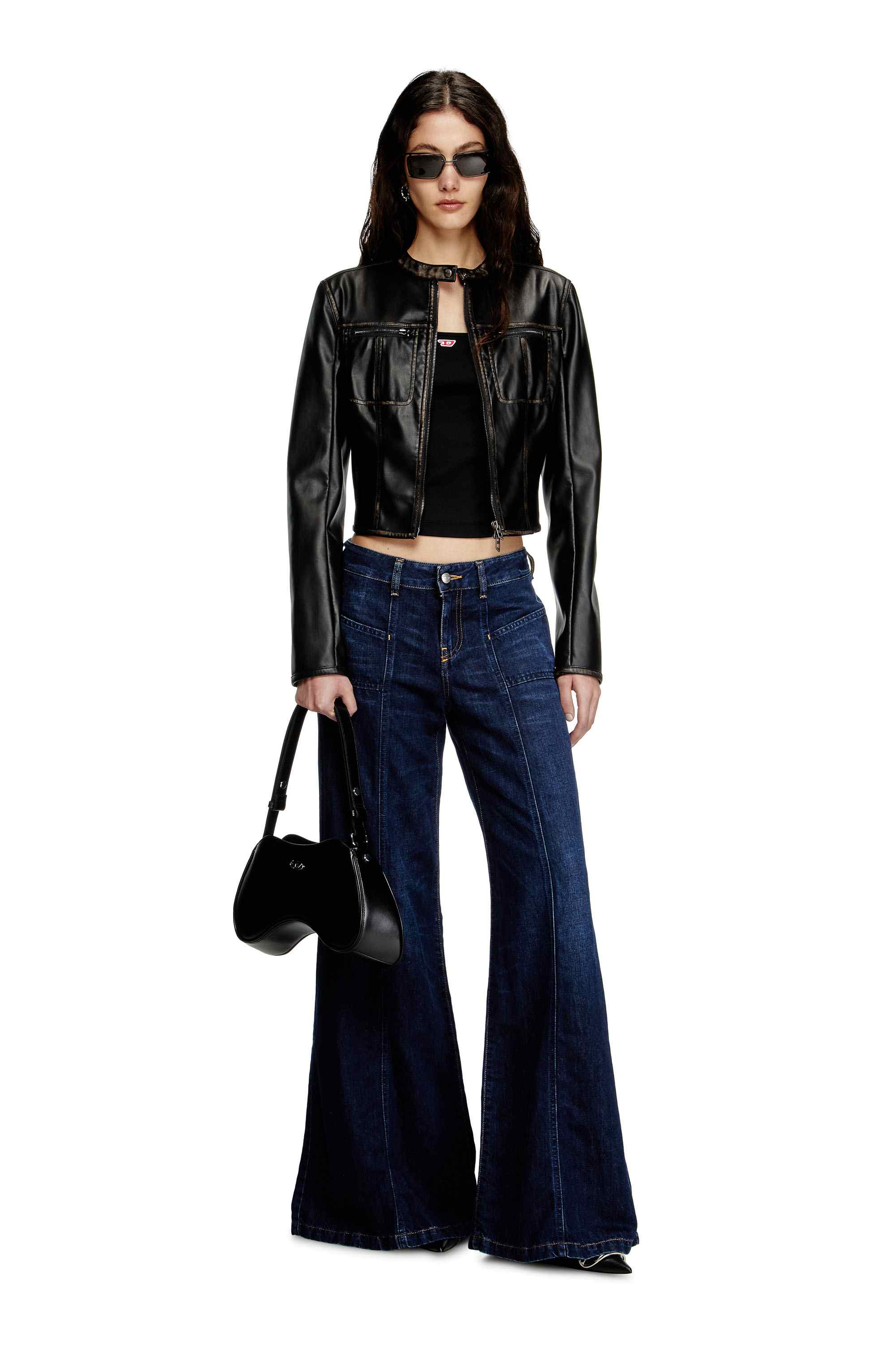 Black Play-Semi gloss leather shoulder bag