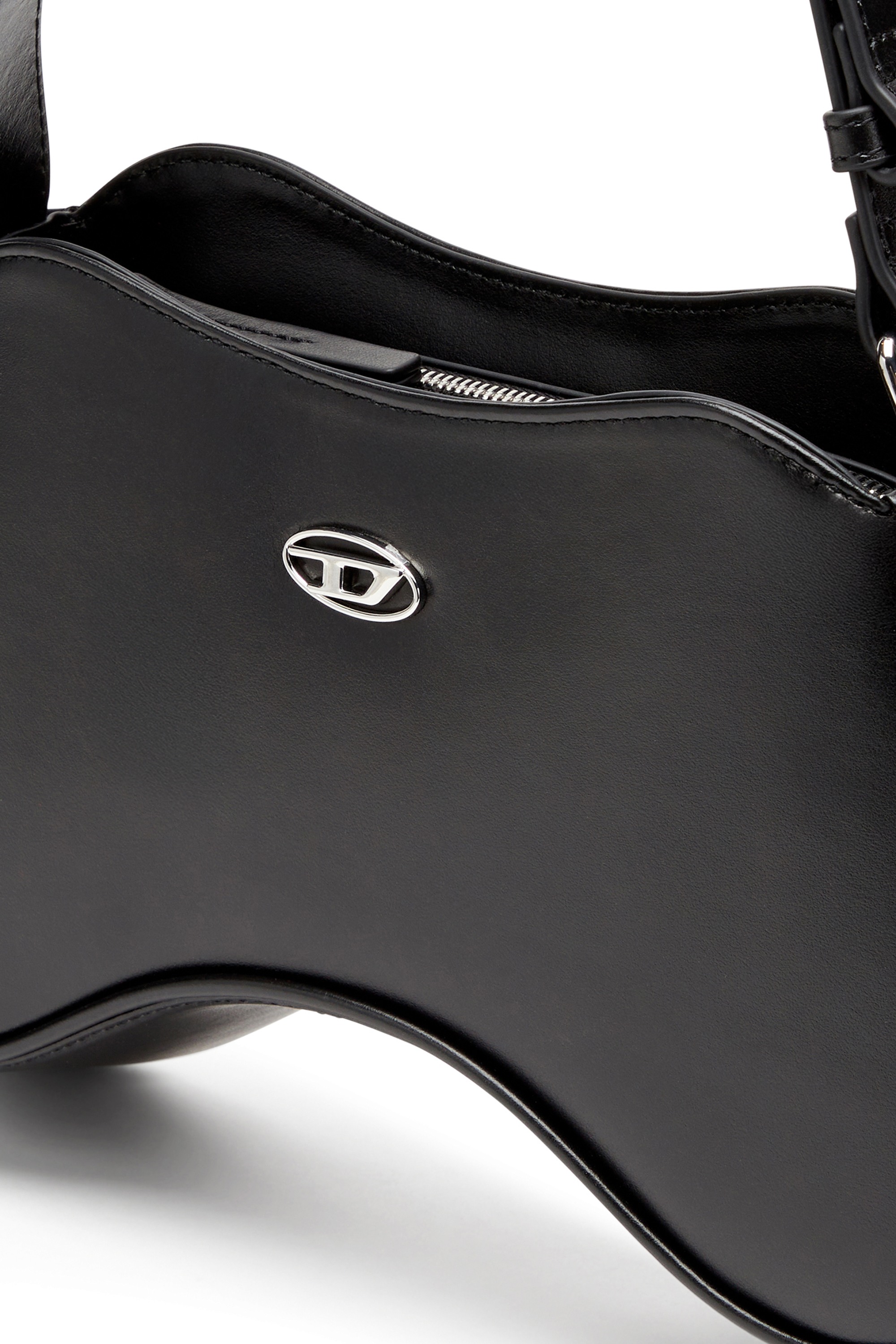 Black Play-Semi gloss leather shoulder bag