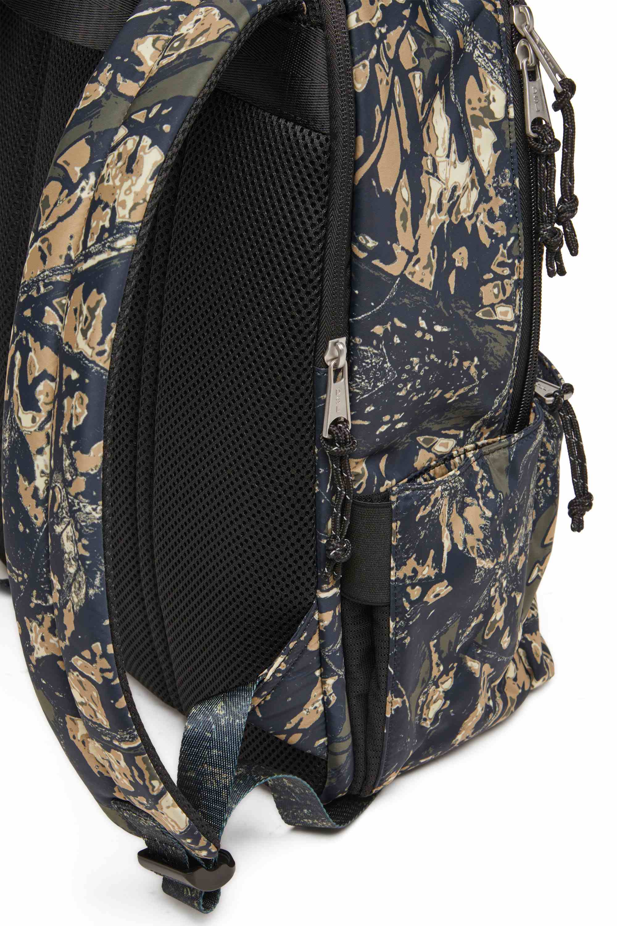 Green D-Pack-Backpack in camo-print fabric