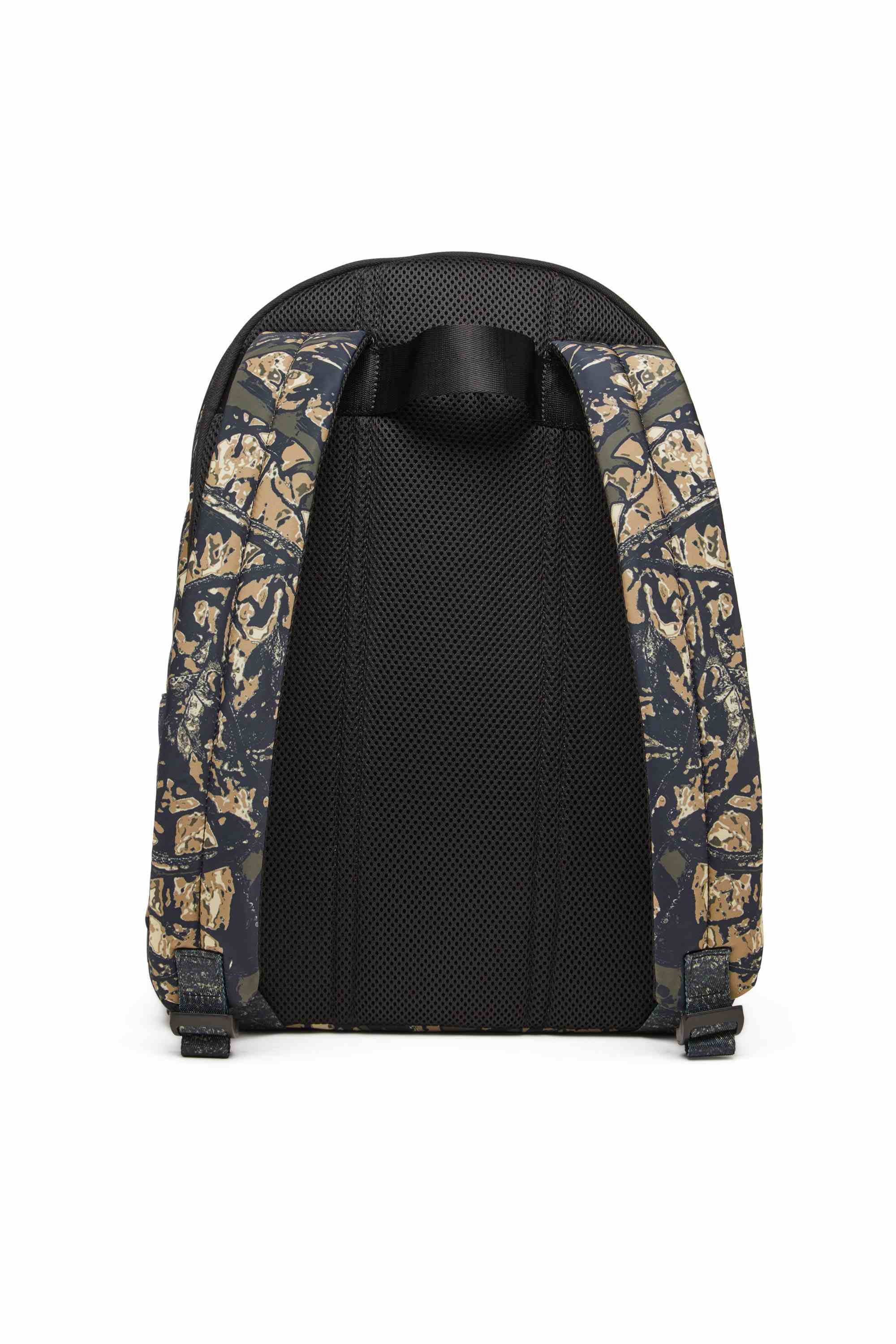 Green D-Pack-Backpack in camo-print fabric
