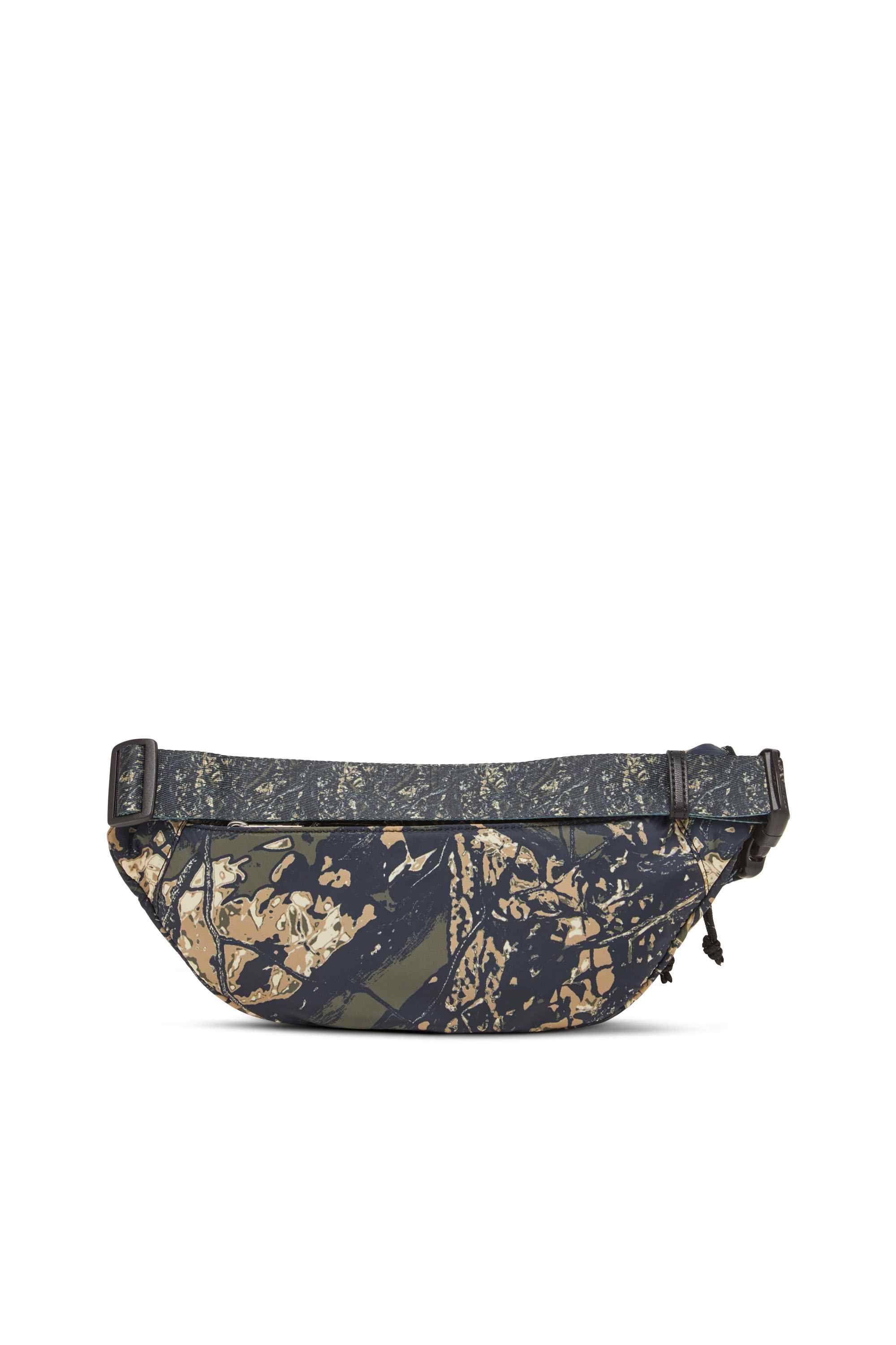 Green D-Pack-Belt bag in camo-print fabric