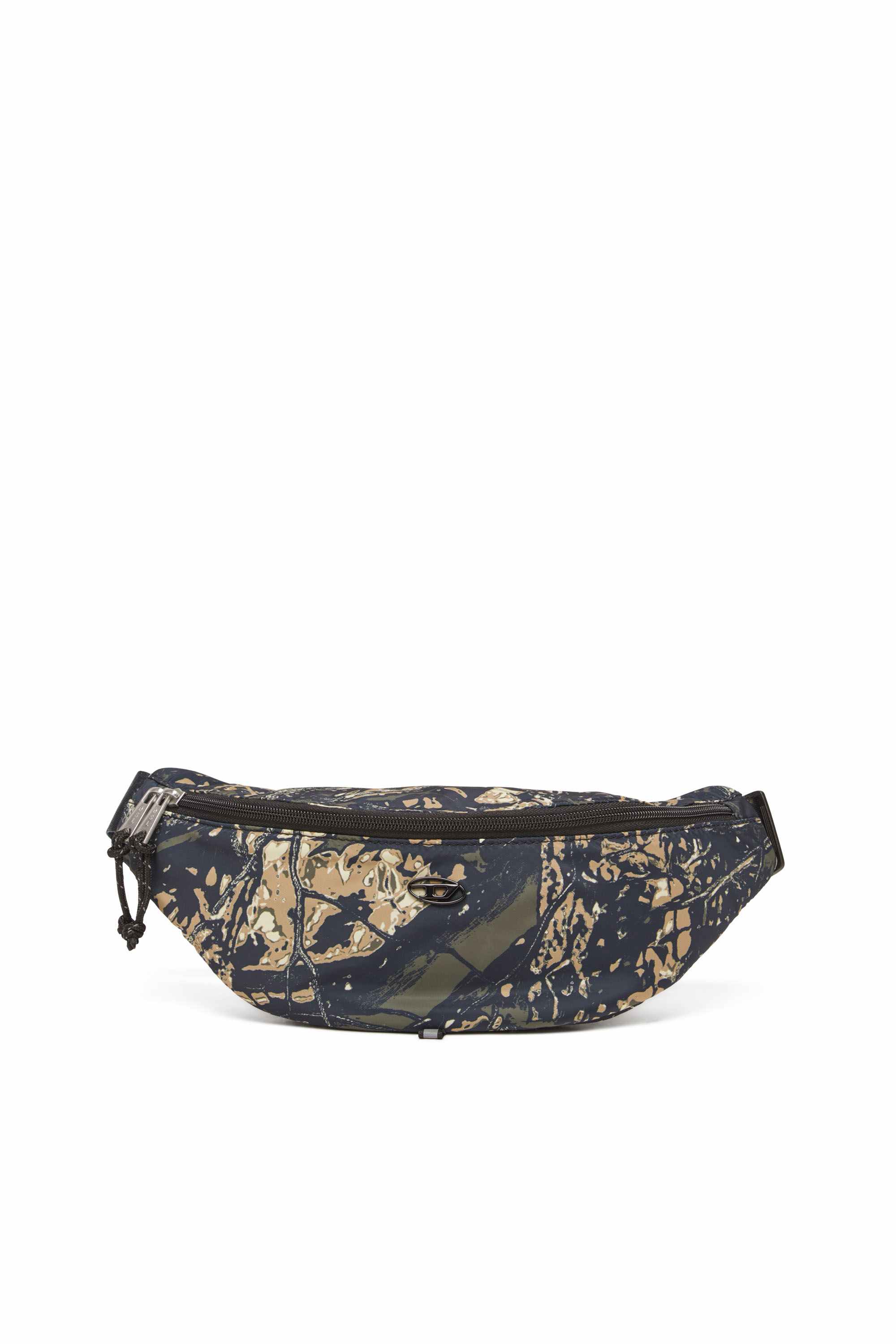 Green D-Pack-Belt bag in camo-print fabric