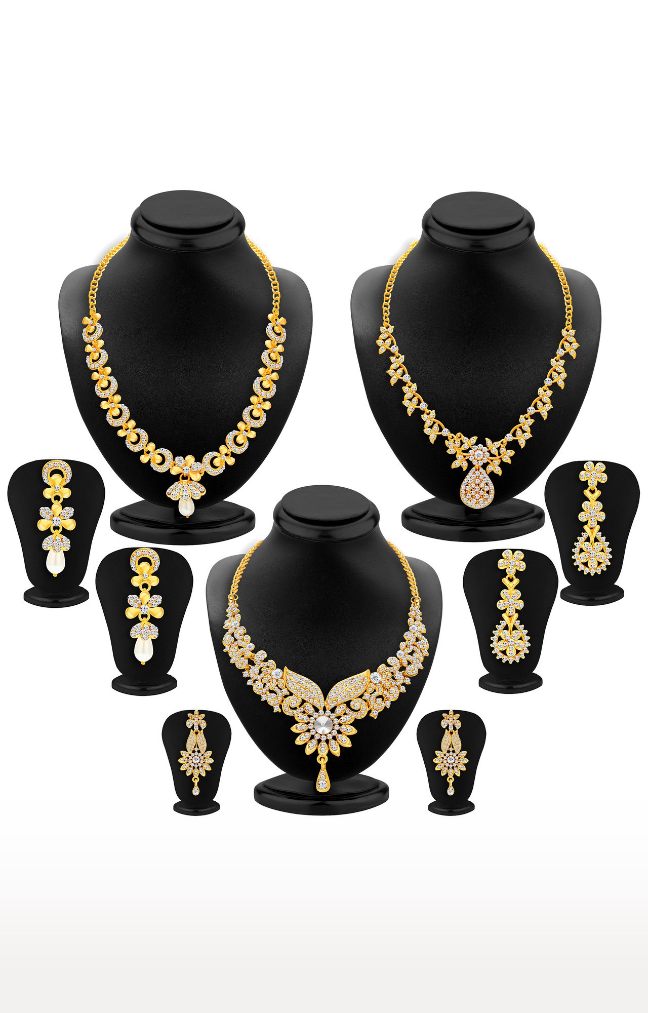 Sukkhi Dazzling Gold Plated Austrian Diamond Choker Necklace Set