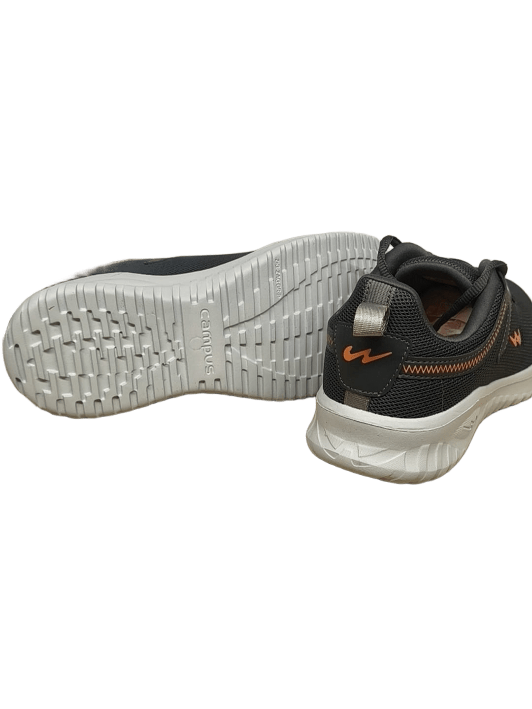 Campus Men's Dark Grey & Orange Mesh Athletic Sports Shoes